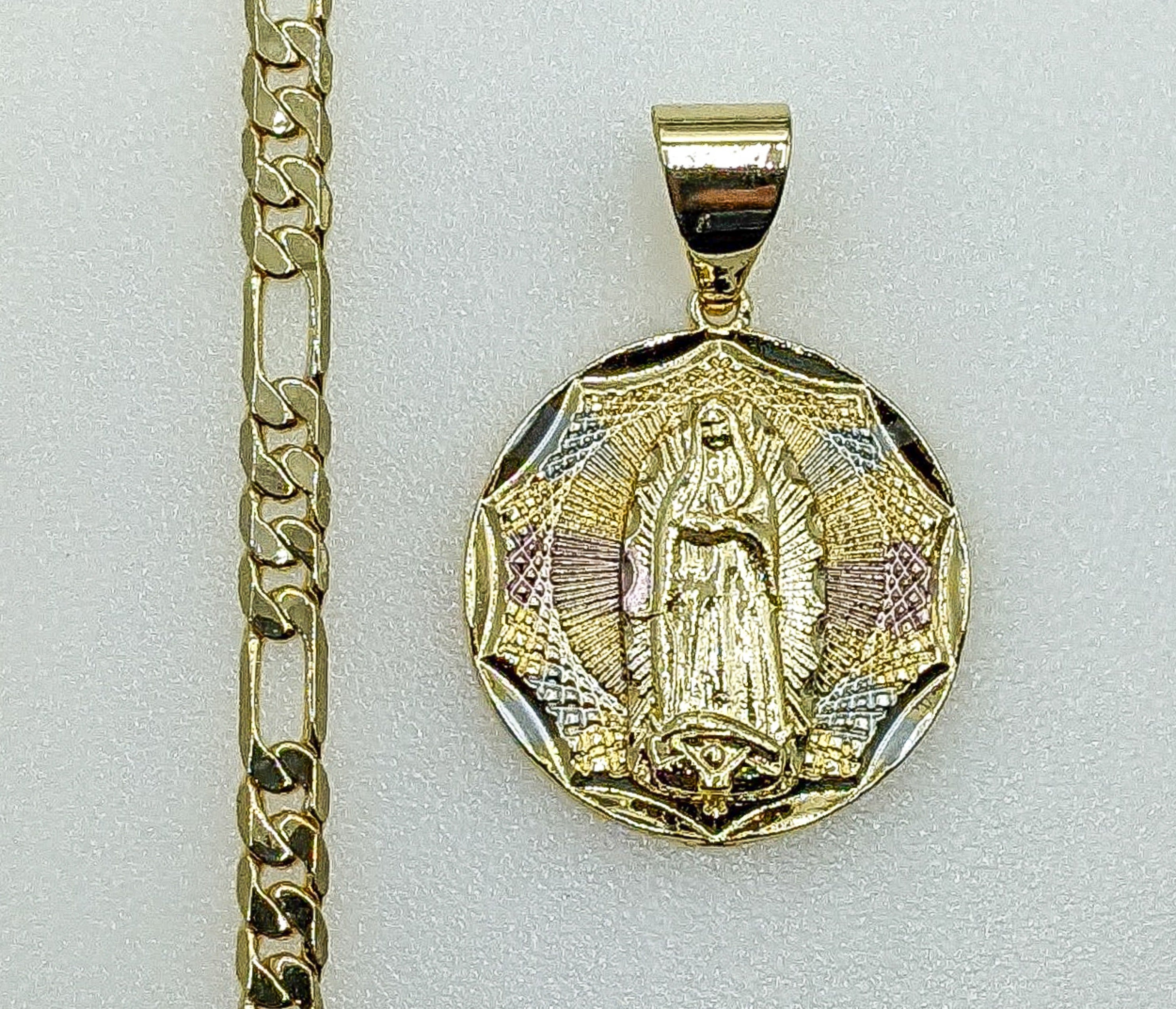 Virgen María Chapado en Oro Colgante 4mm Cadena Collar Joyería Oro Virgen Guadalupe - Imagen 7 de 7