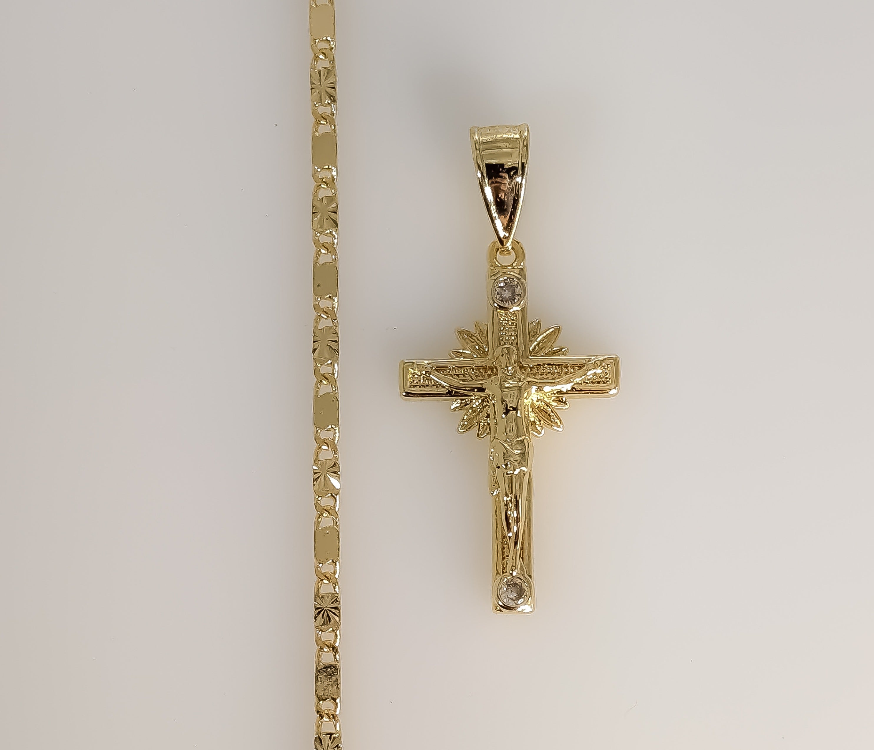 Collar Cadena Mini Delicada Cruz 2mm Chapado en Oro Jesús Crucifijo Oro Cruz Cadena - Imagen 4 de 4