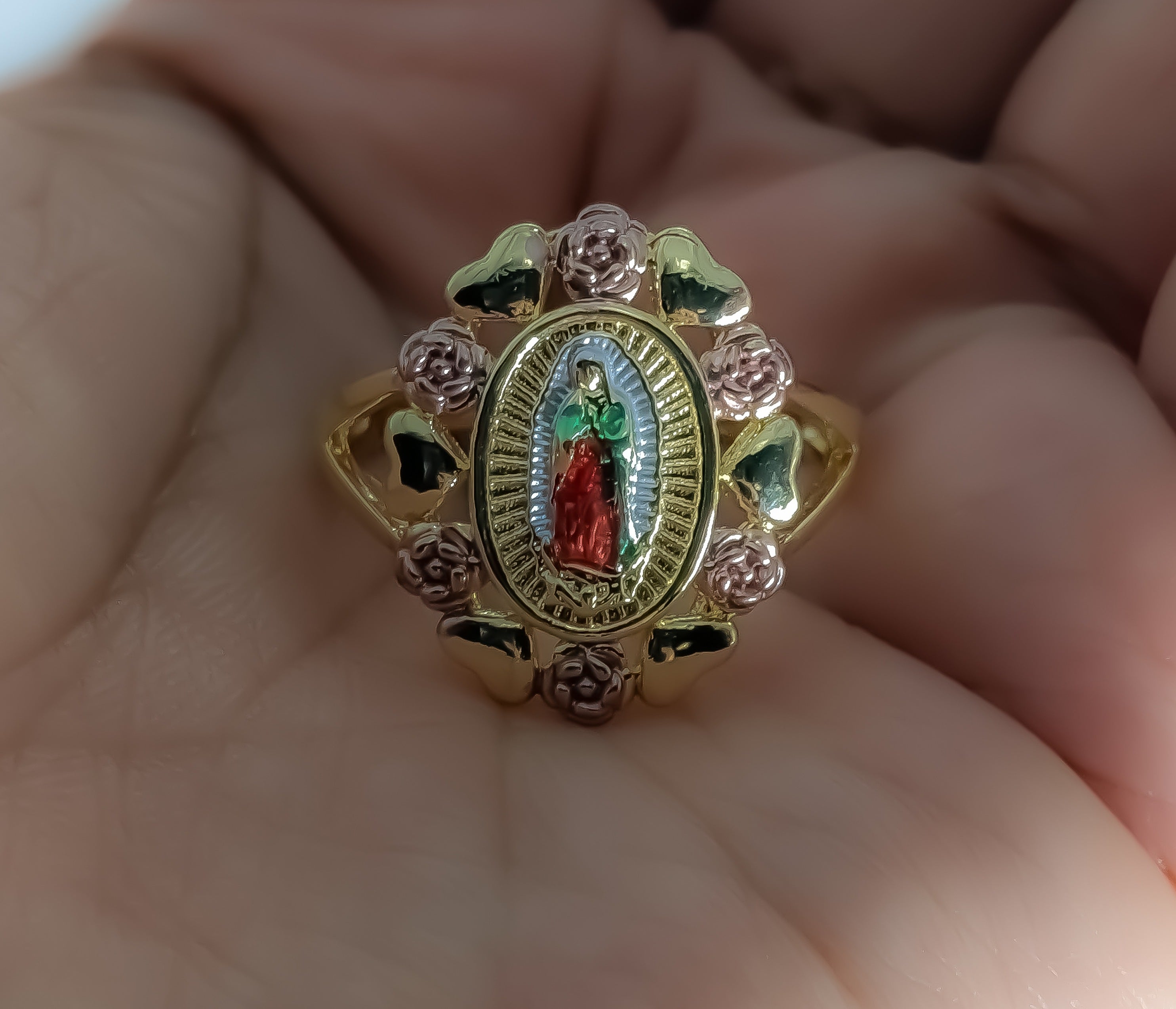 Vergoldeter Ring Jungfrau Maria / Oro Laminado Virgen Senora de Guadalupe Anillo - Bild 7 von 9