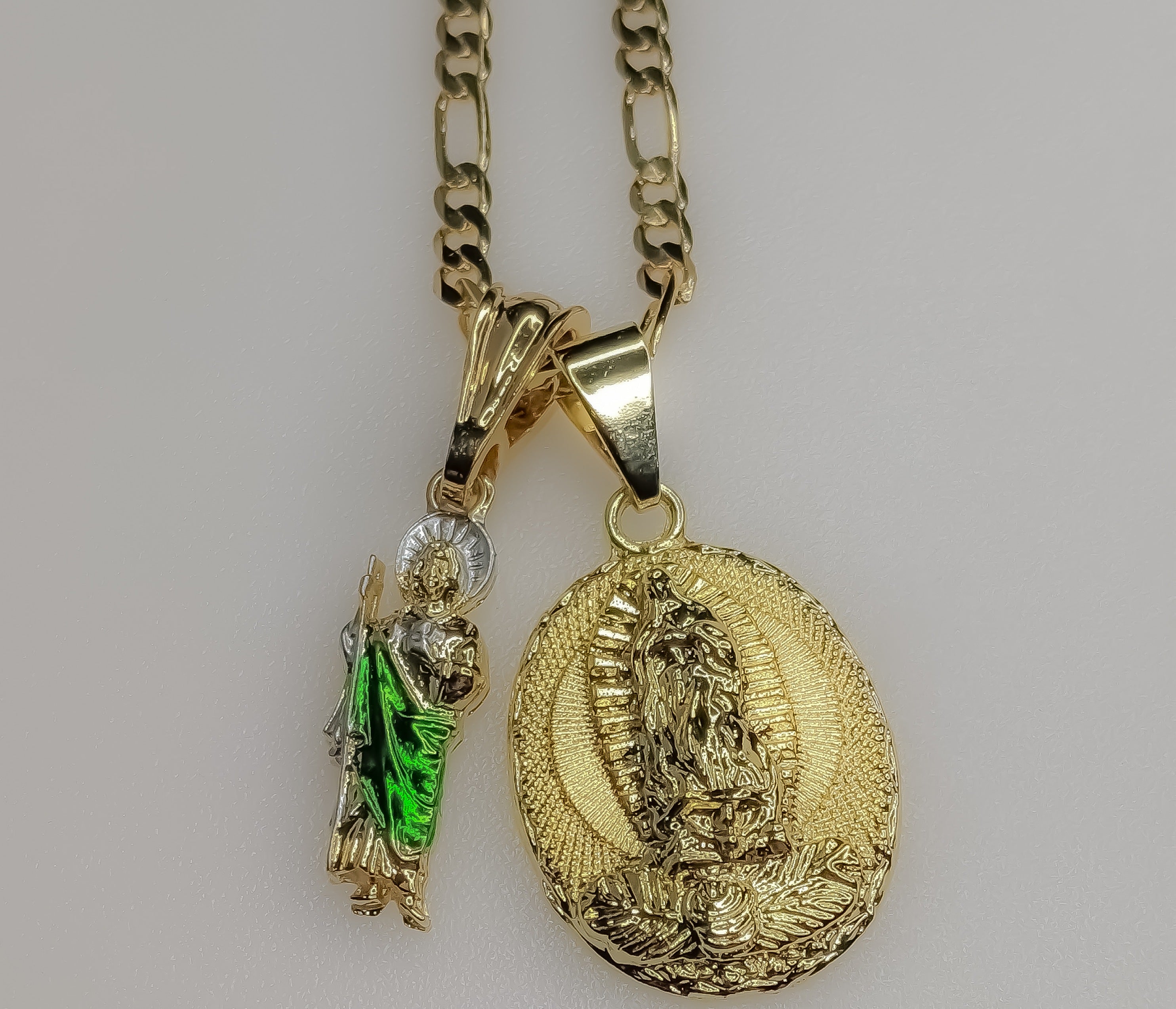 Virgen María San Judas Colgantes Dobles Dijes 3mm Chapado Collar Virgen María - Imagen 7 de 7