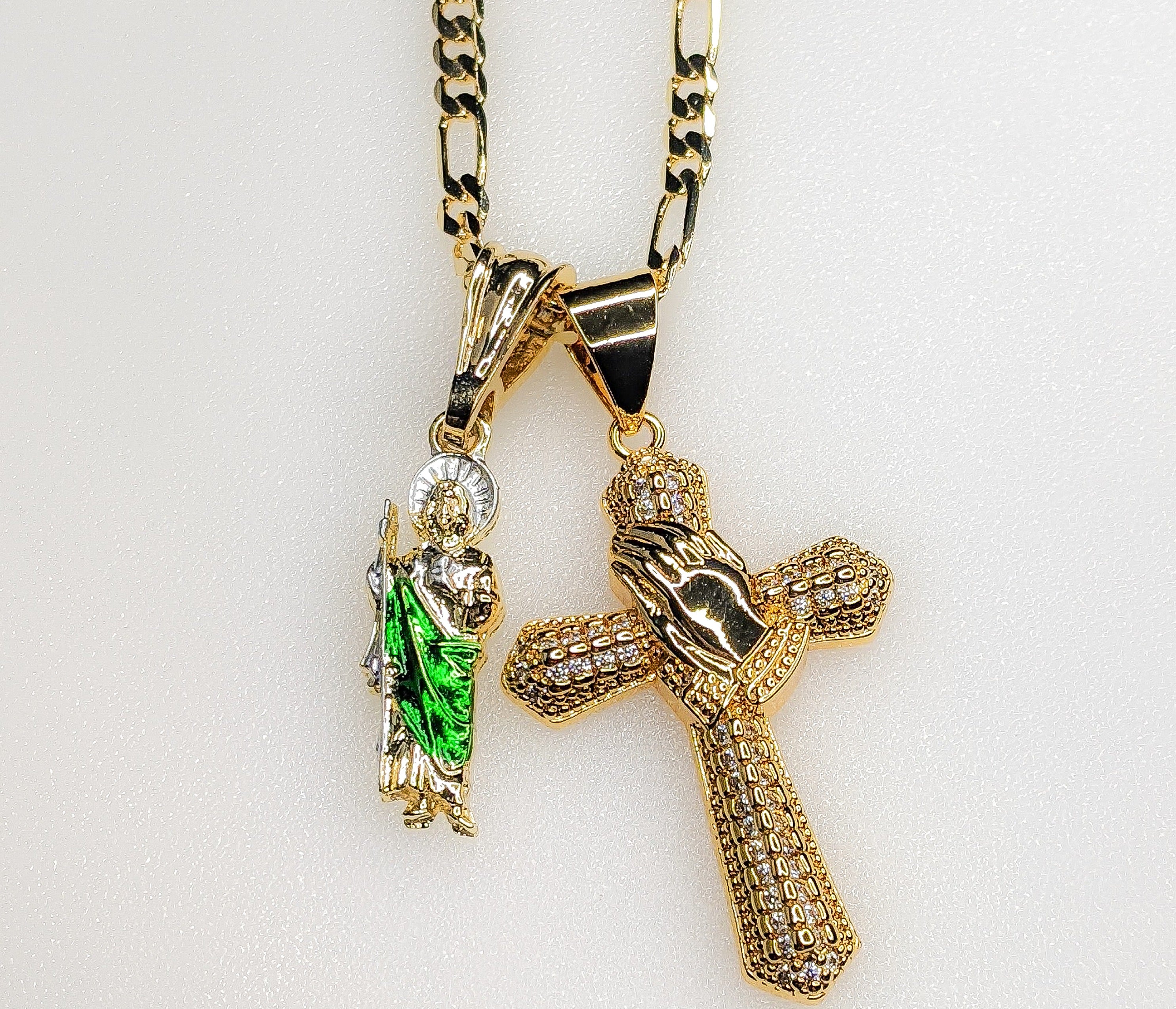 Cruz San Judas Doble Colgante Dijes Crucifijo 3mm Chapado Collar Cruz Juditas - Imagen 7 de 7
