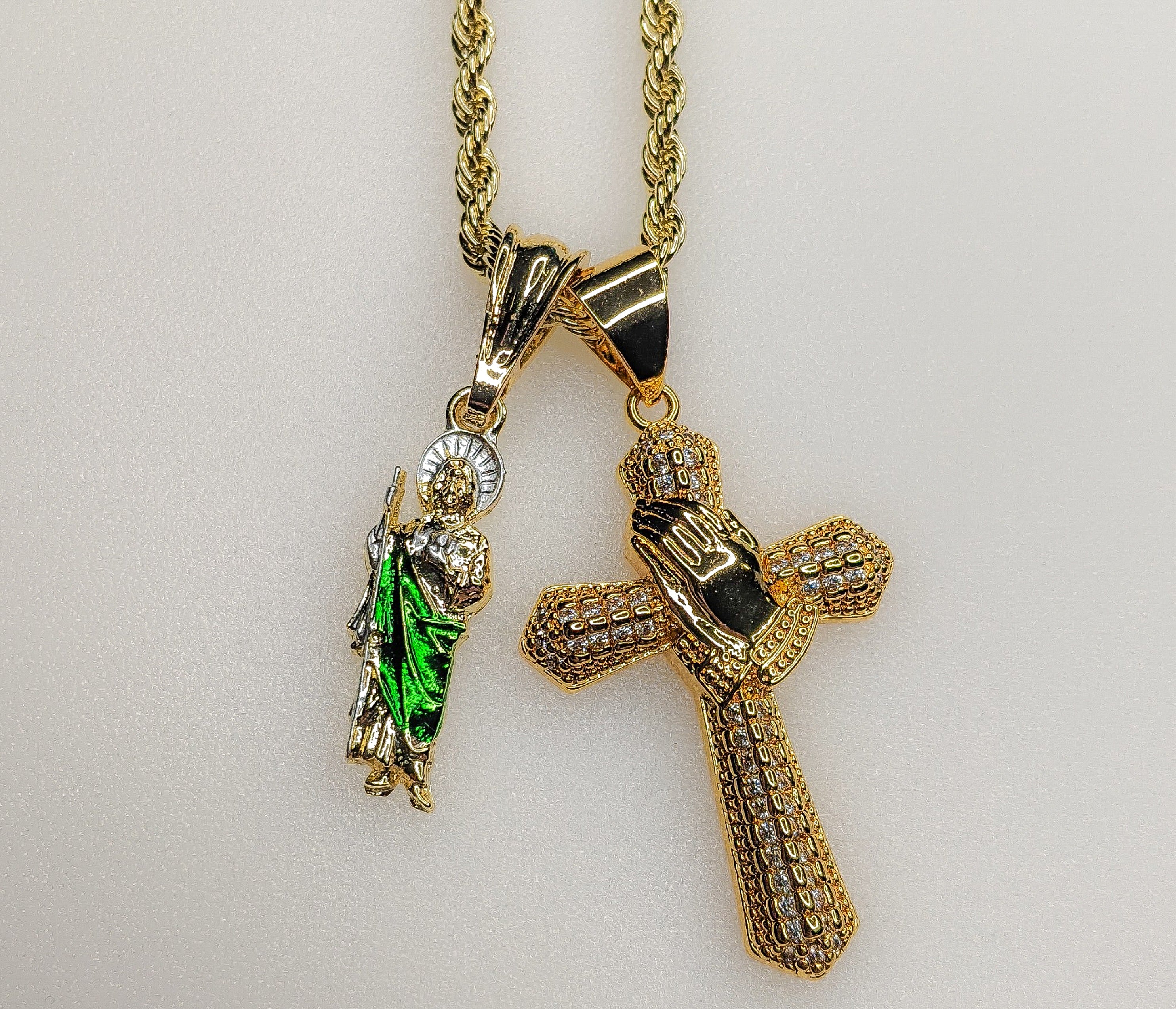 Cruz San Judas Doble Colgante Dijes Crucifijo 3mm Chapado Collar Cruz Juditas - Imagen 7 de 8