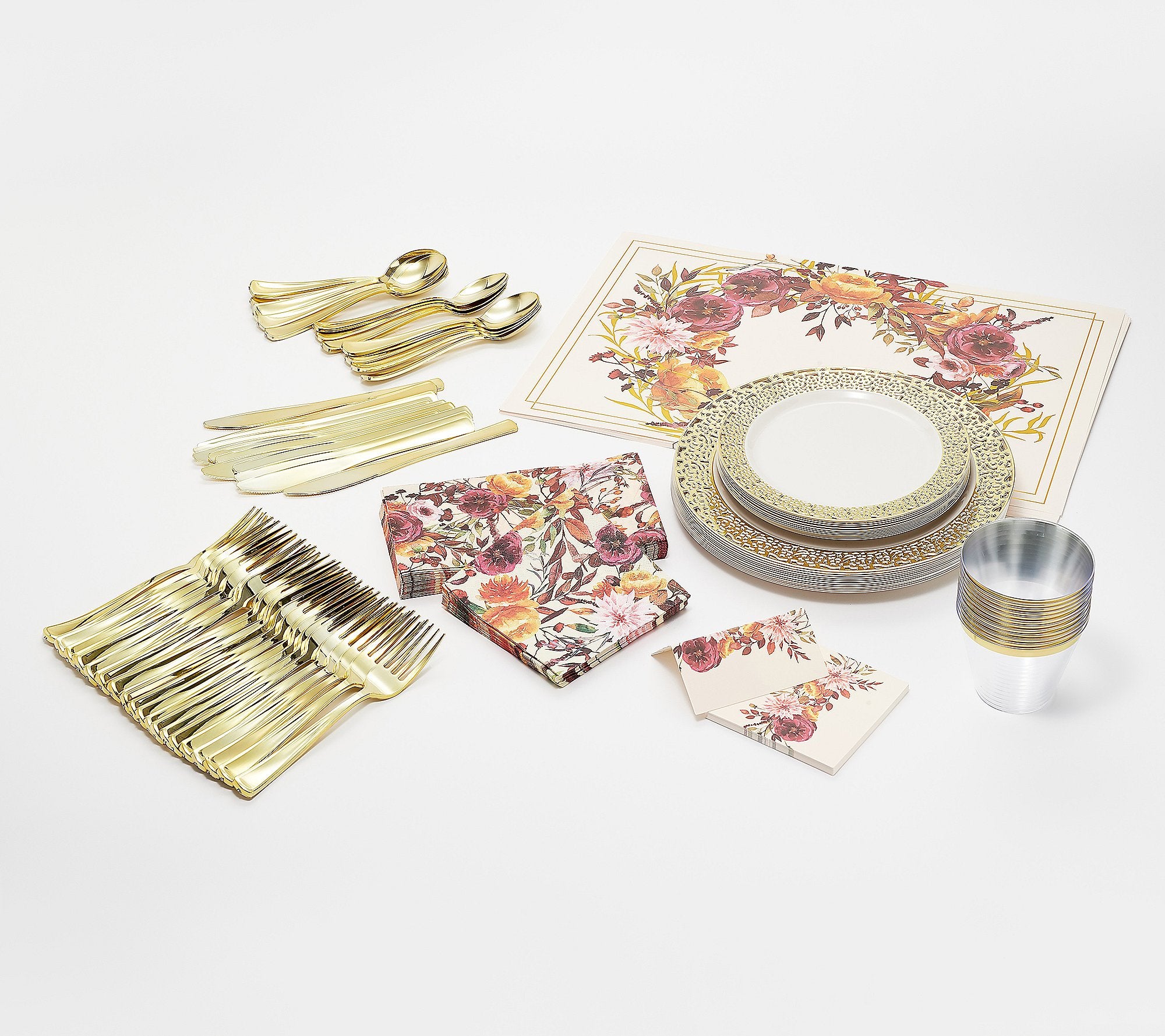 180-Piece Service for 12 Disposable Celebration Dinnerware Set