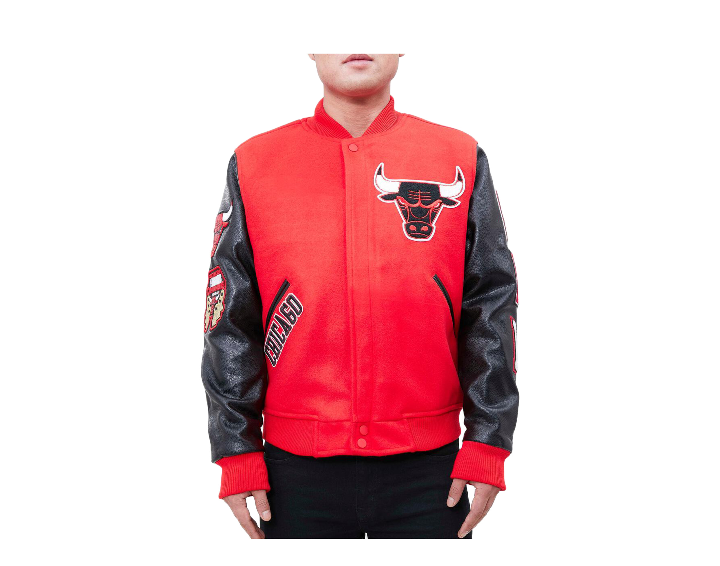 Pre-owned Pro Standard Nba Chicago Bulls Logo Red/black Vasity Jacket Bcb651681-redblk