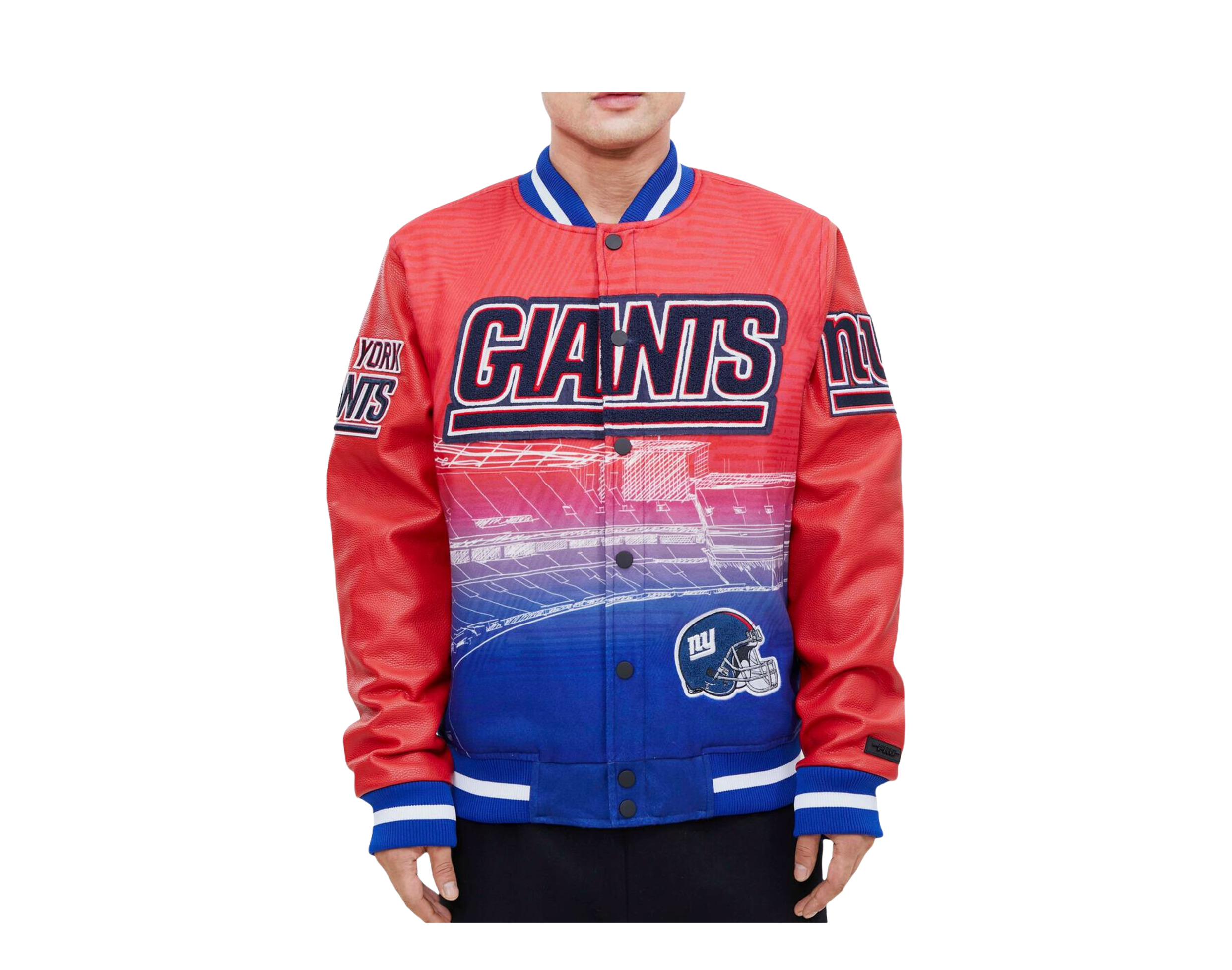 Pre-owned Pro Standard Nfl York Giants Remix Varsity Blue/red Jacket Fng640938-blu