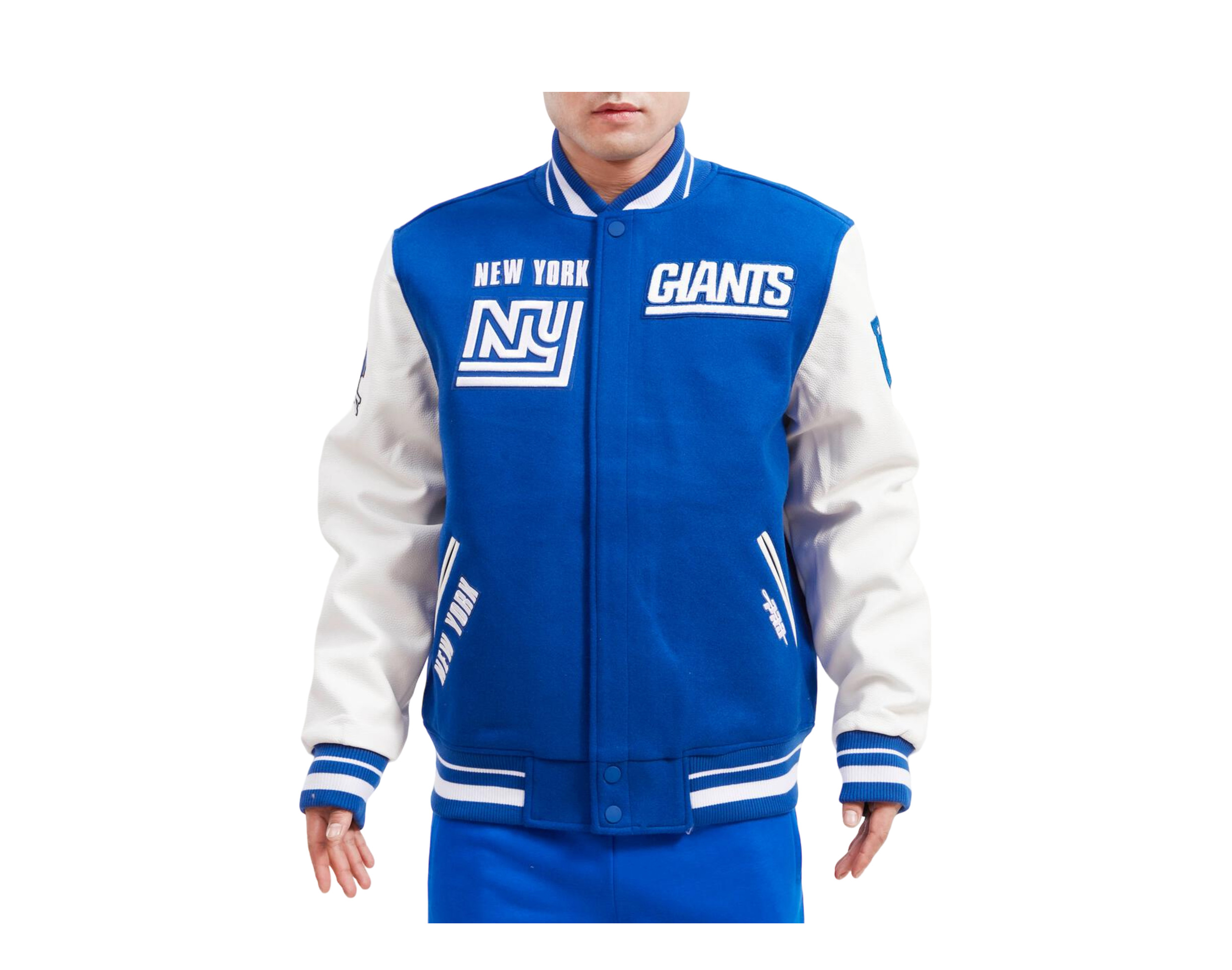 Pre-owned Pro Standard Nfl York Giants Retro Classic Varsity Men's Jacket In Royal Blue/white