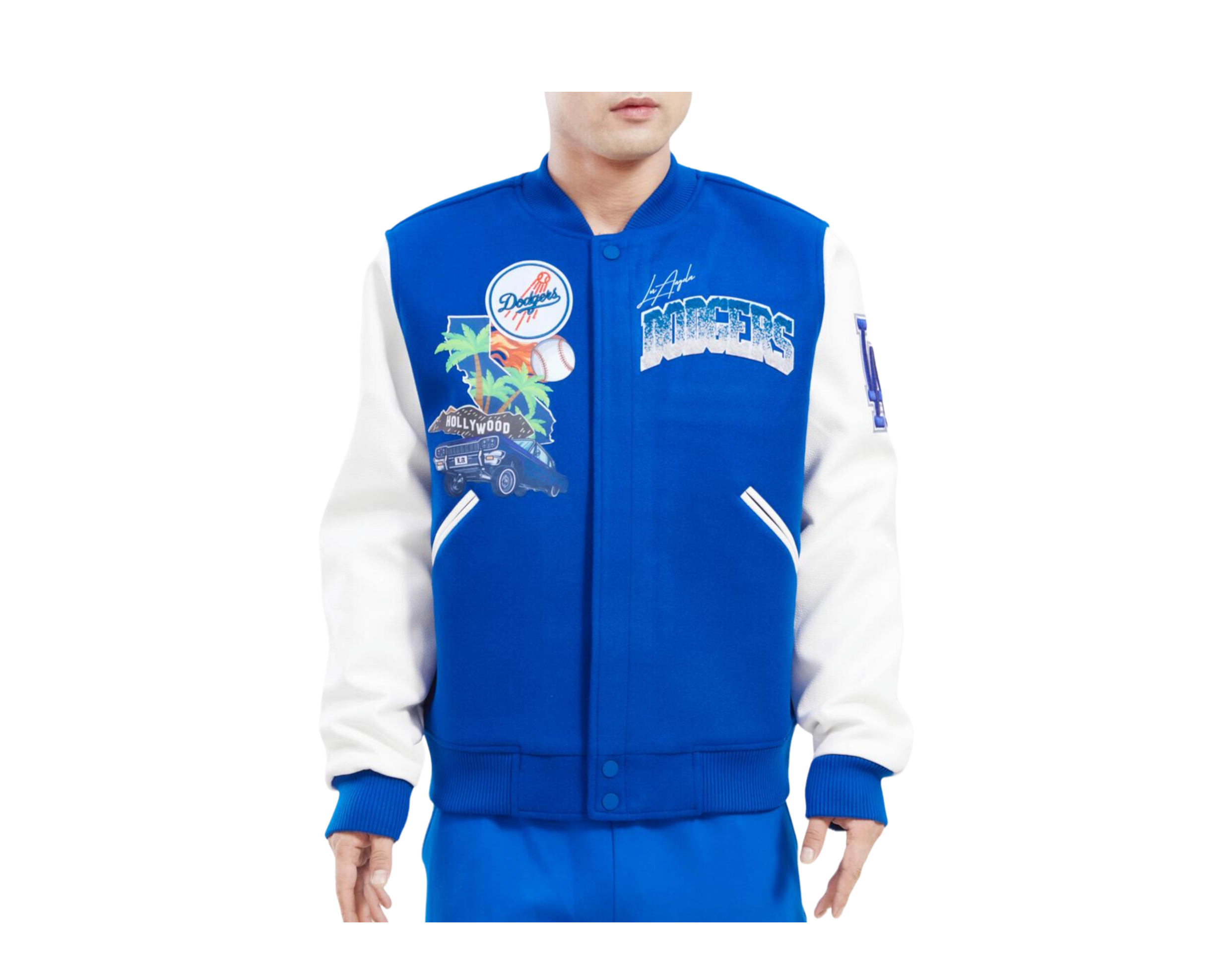 Pre-owned Pro Standard Los Angeles Dodgers Home Town Blue/white Varsity Jacket Lld633574 In Dodger Blue/white