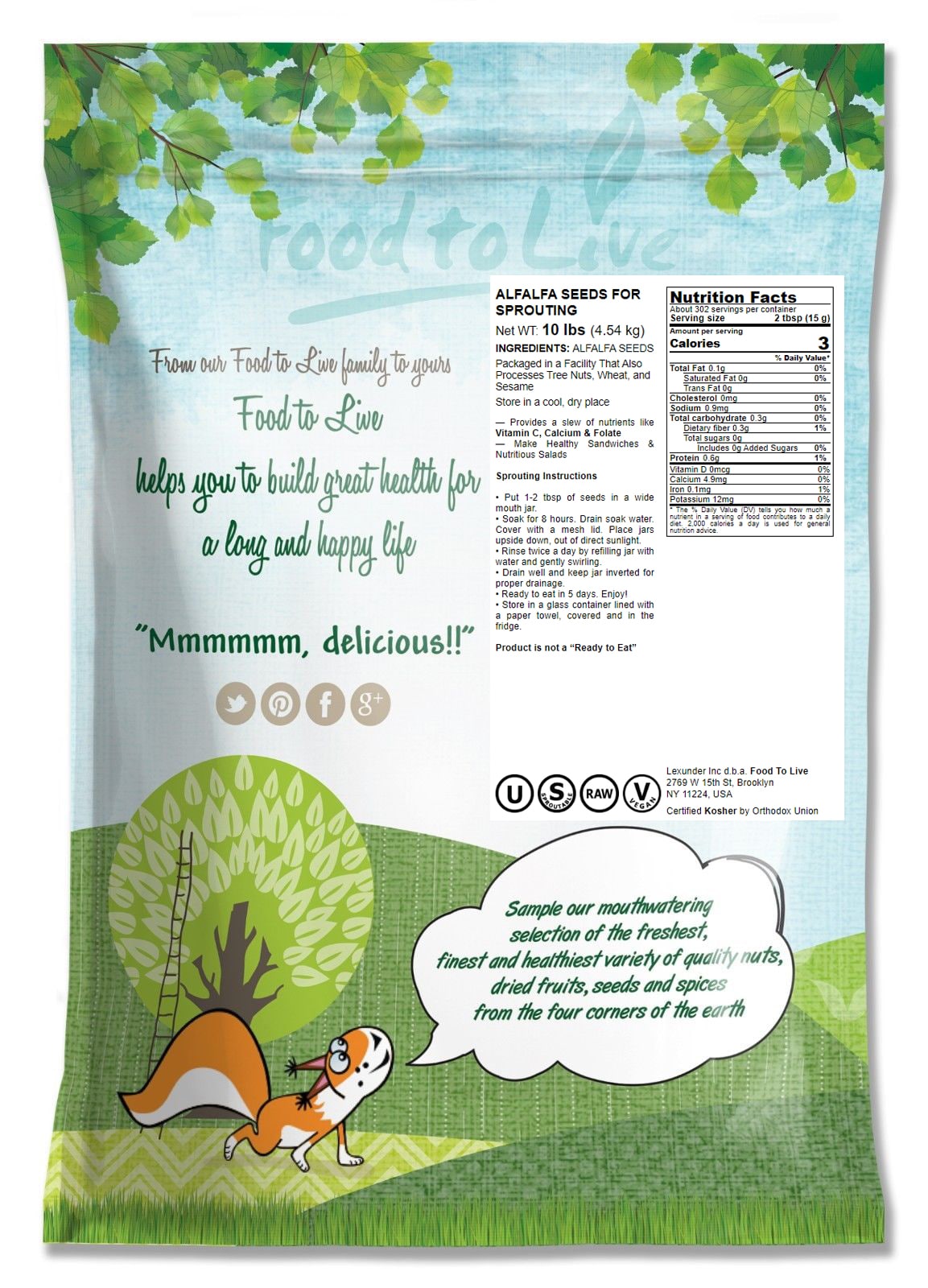 Alfalfa Seeds for Sprouting - Sproutable, Kosher, Raw, Vegan - by Food to Live - Picture 26 of 80