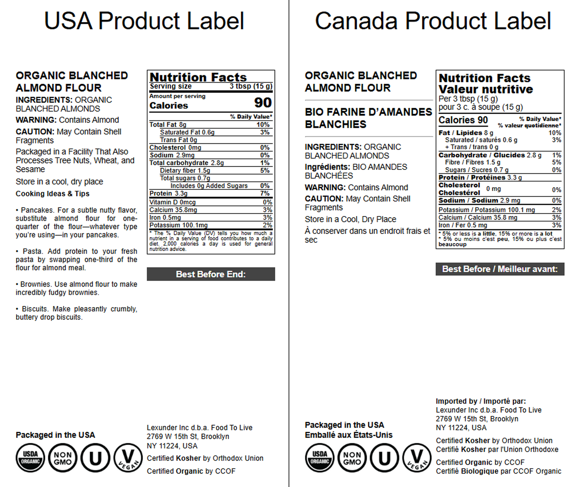 Organic Blanched Almond Flour - Non-GMO, Kosher, Vegan - by Food To Live - Picture 16 of 49