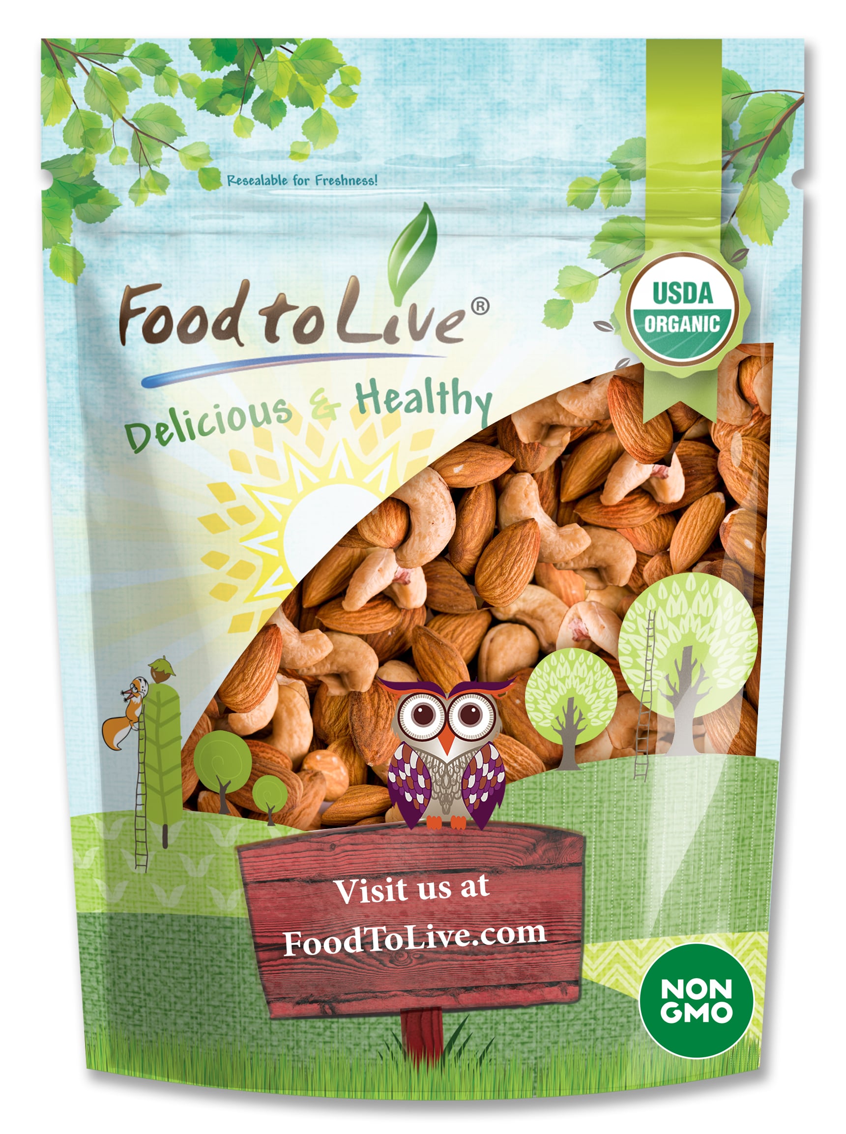 Organic Almonds and Cashews Mix, Dry Roasted & Lightly Salted – Non-GMO, Vegan