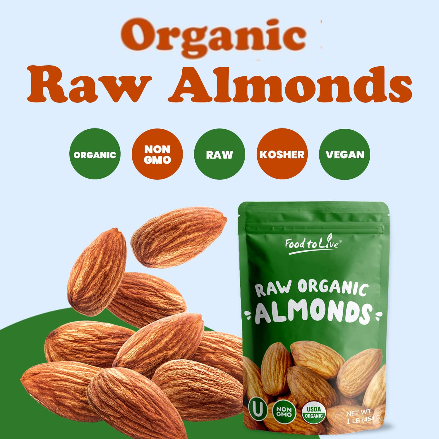 Organic Imported Raw Almonds - Non-GMO, Kosher, Raw, Vegan - by Food to Live - Picture 71 of 99
