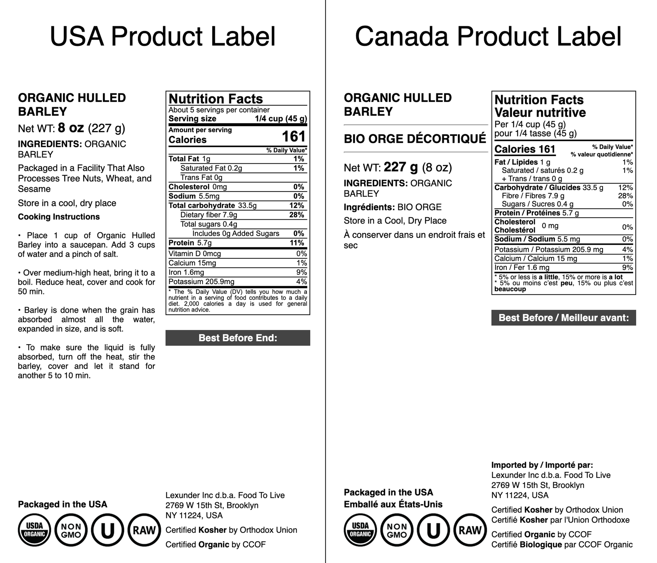 Bio geschälte Gerste - gentechnikfrei, koscher, roh, vegan - von Food To Live - Bild 53 von 65