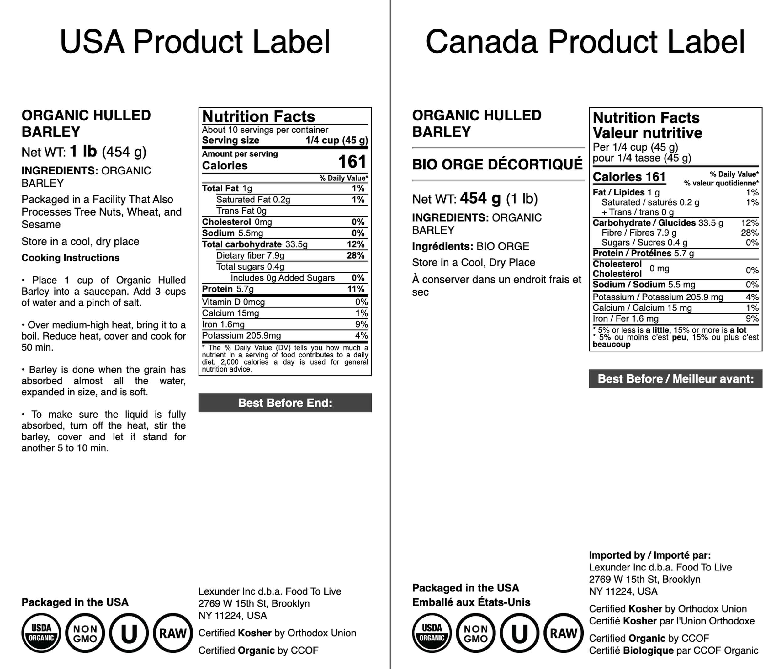 Bio geschälte Gerste - gentechnikfrei, koscher, roh, vegan - von Food To Live - Bild 13 von 65