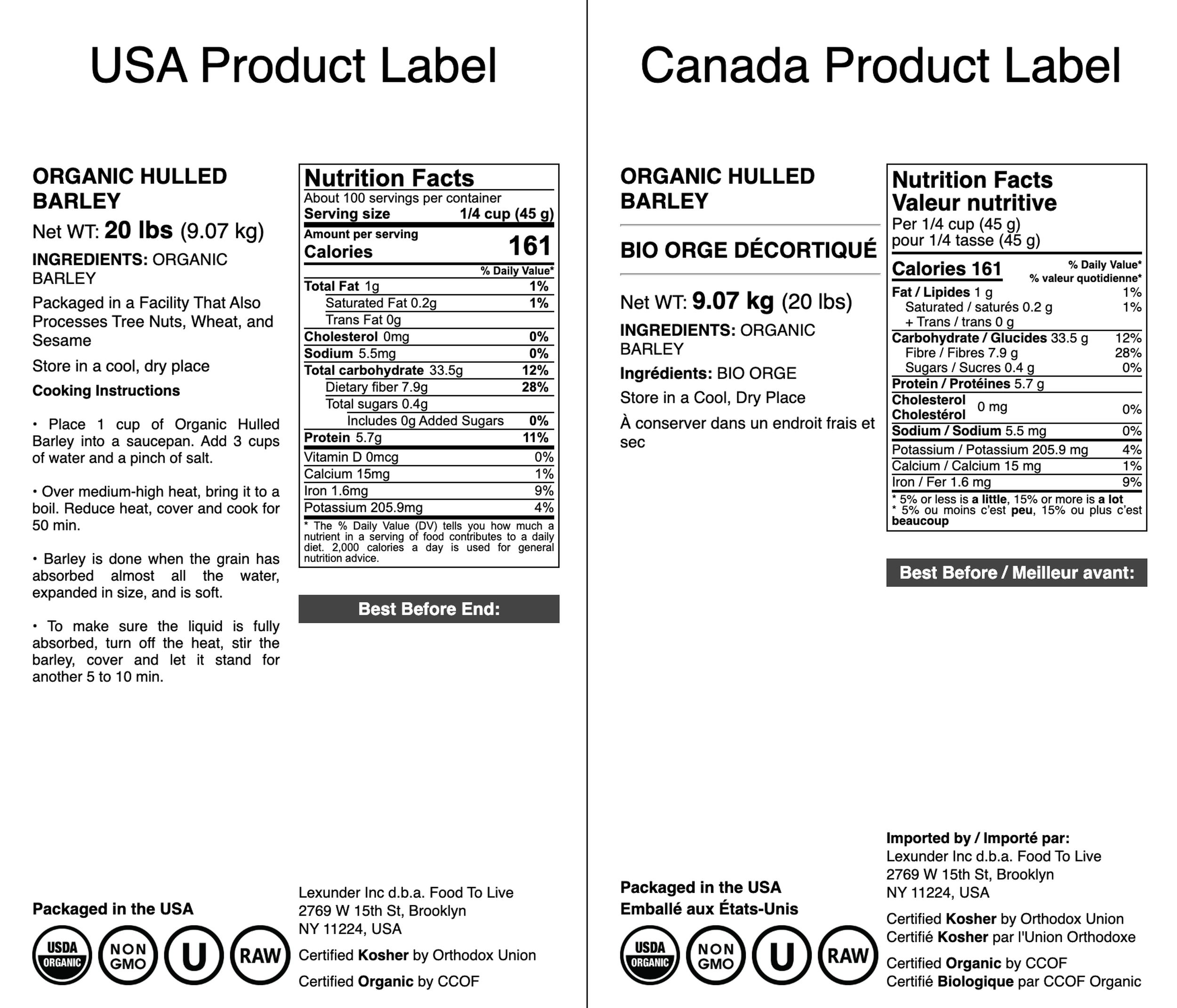 Bio geschälte Gerste - gentechnikfrei, koscher, roh, vegan - von Food To Live - Bild 45 von 65