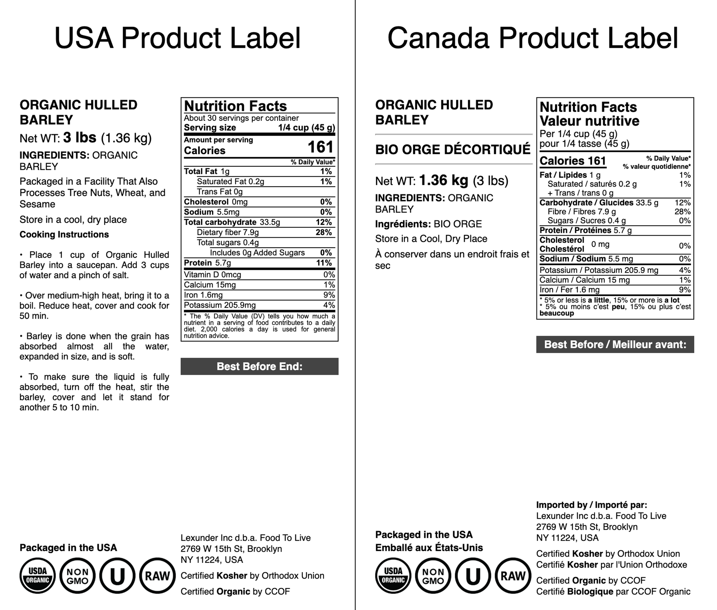 Bio geschälte Gerste - gentechnikfrei, koscher, roh, vegan - von Food To Live - Bild 21 von 65