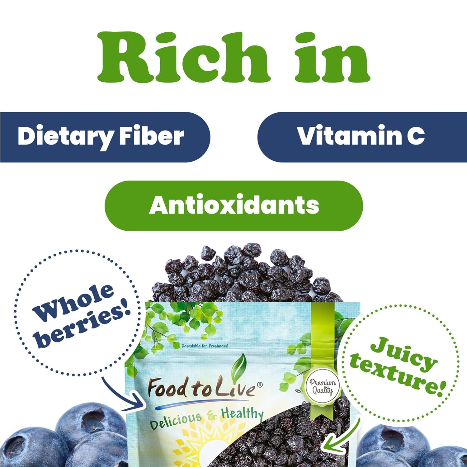 Dried Blueberries - Vegan - by Food To Live - Picture 14 of 64