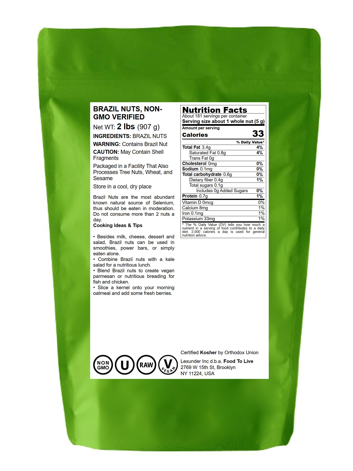 Brazil Nuts, Non-GMO Verified - Kosher, Raw, Vegan - by Food To Live - Picture 68 of 111