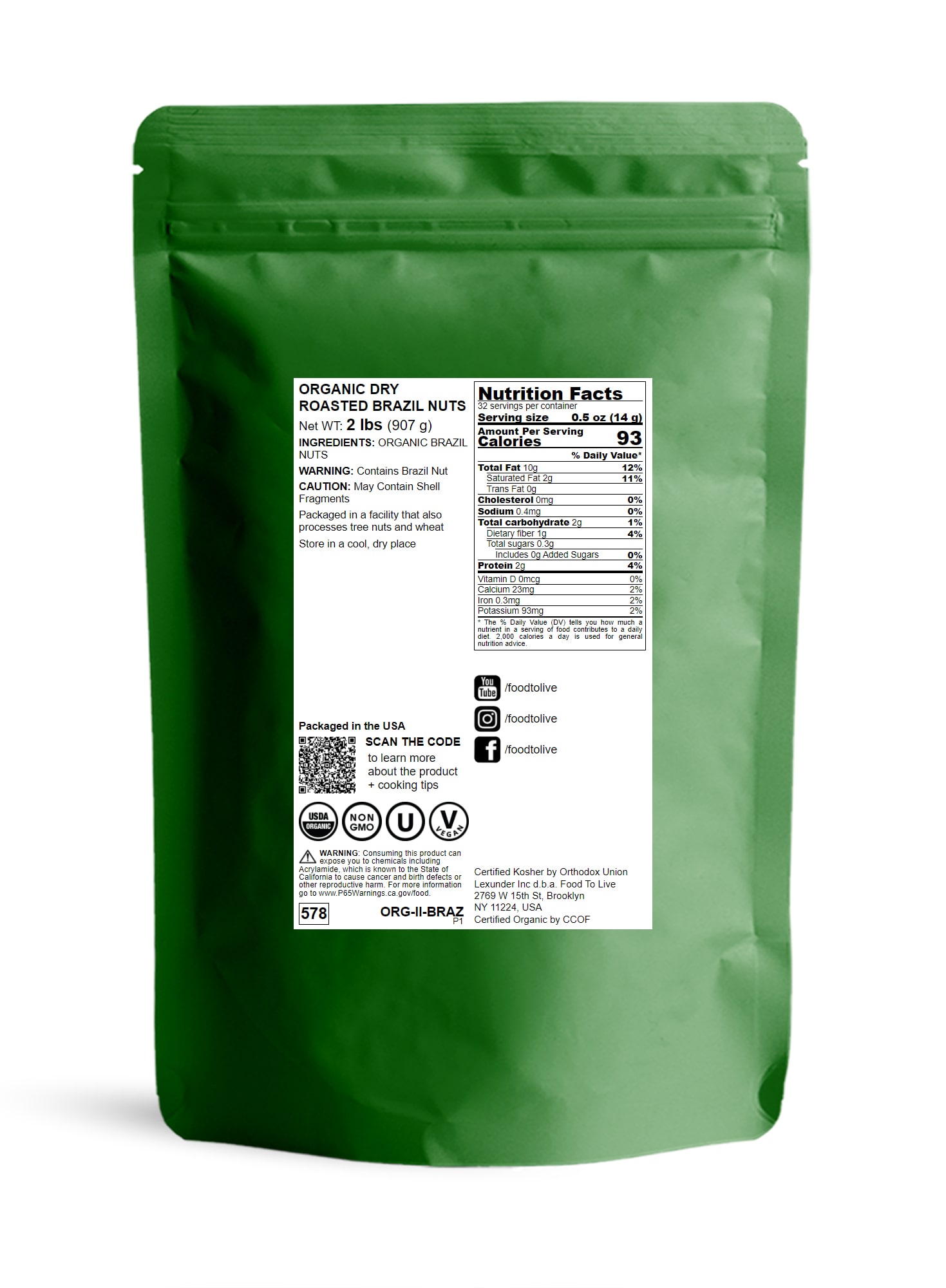 Organic Dry Roasted Brazil Nuts - Non-GMO, Kosher, Vegan - by Food to Live - Picture 17 of 36
