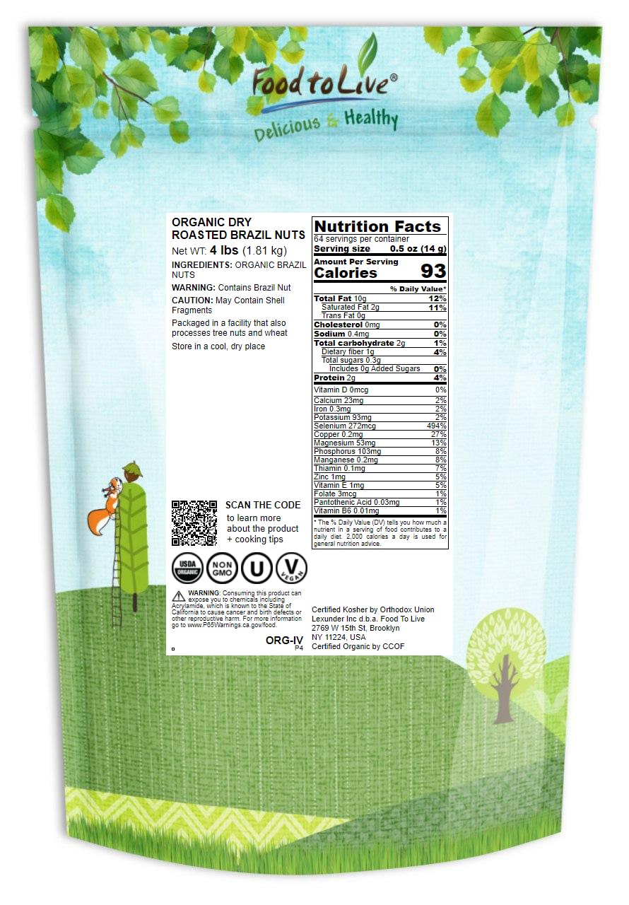 Organic Dry Roasted Brazil Nuts - Non-GMO, Kosher, Vegan - by Food to Live - Picture 10 of 36