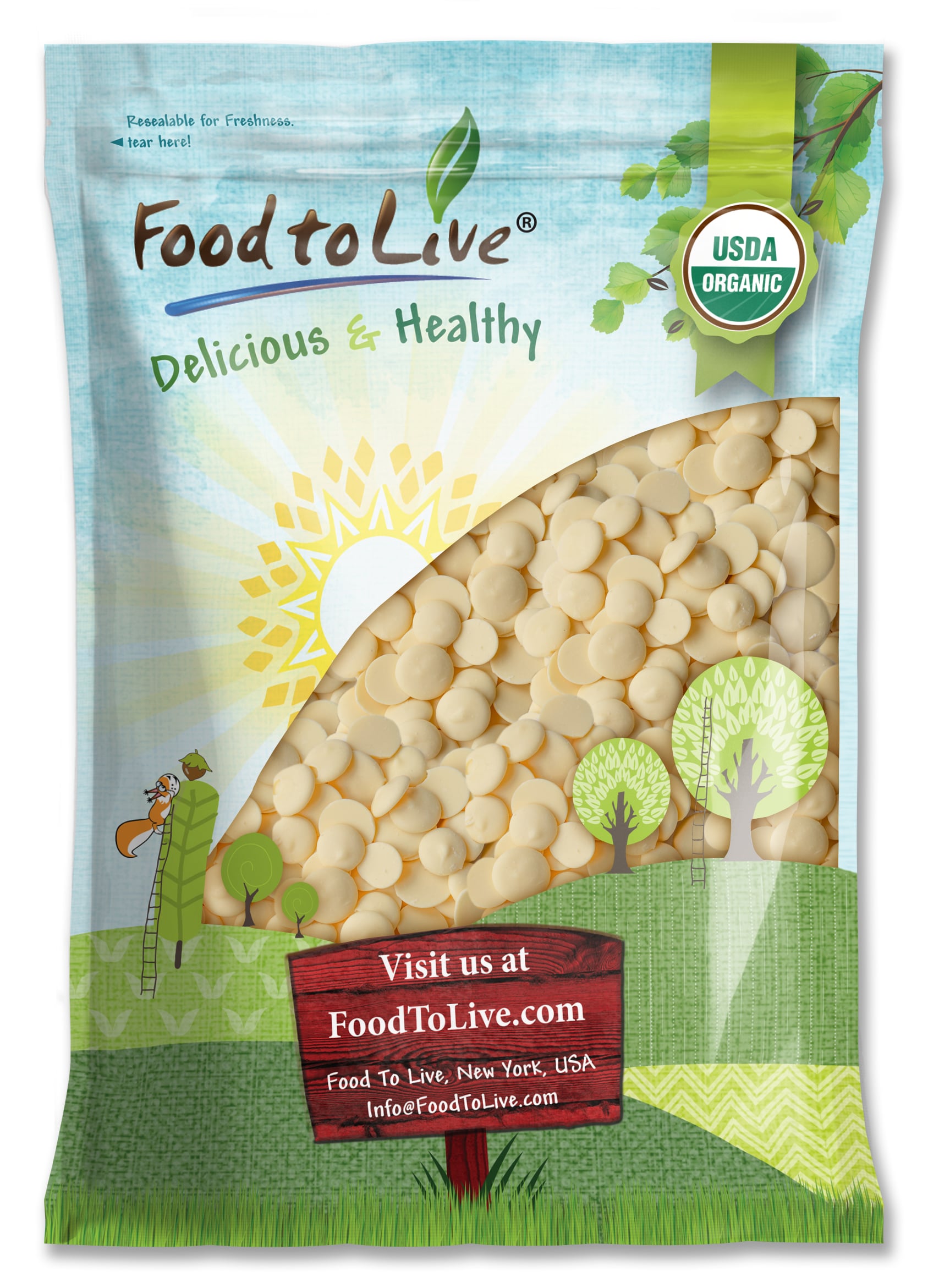 Organic Cacao Butter Wafers — Non-GMO, Pure, Unrefined, Cold Press, Sirtfood