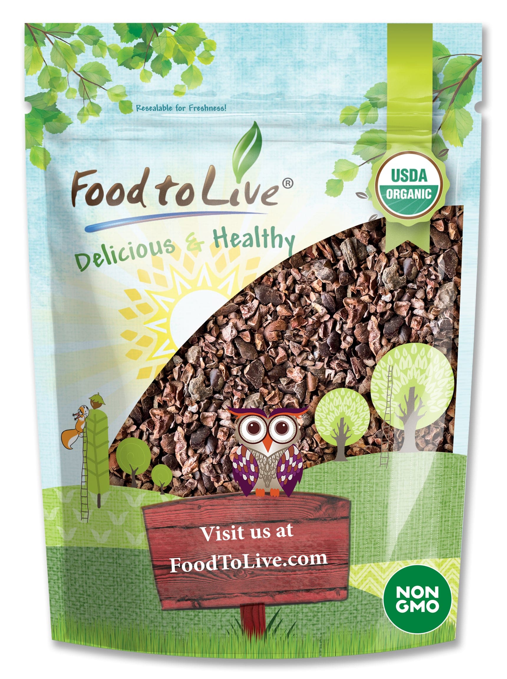 Organic Sweet Cacao Nibs – Non-GMO, Kosher, Lightly Sweetened with Coconut Sugar