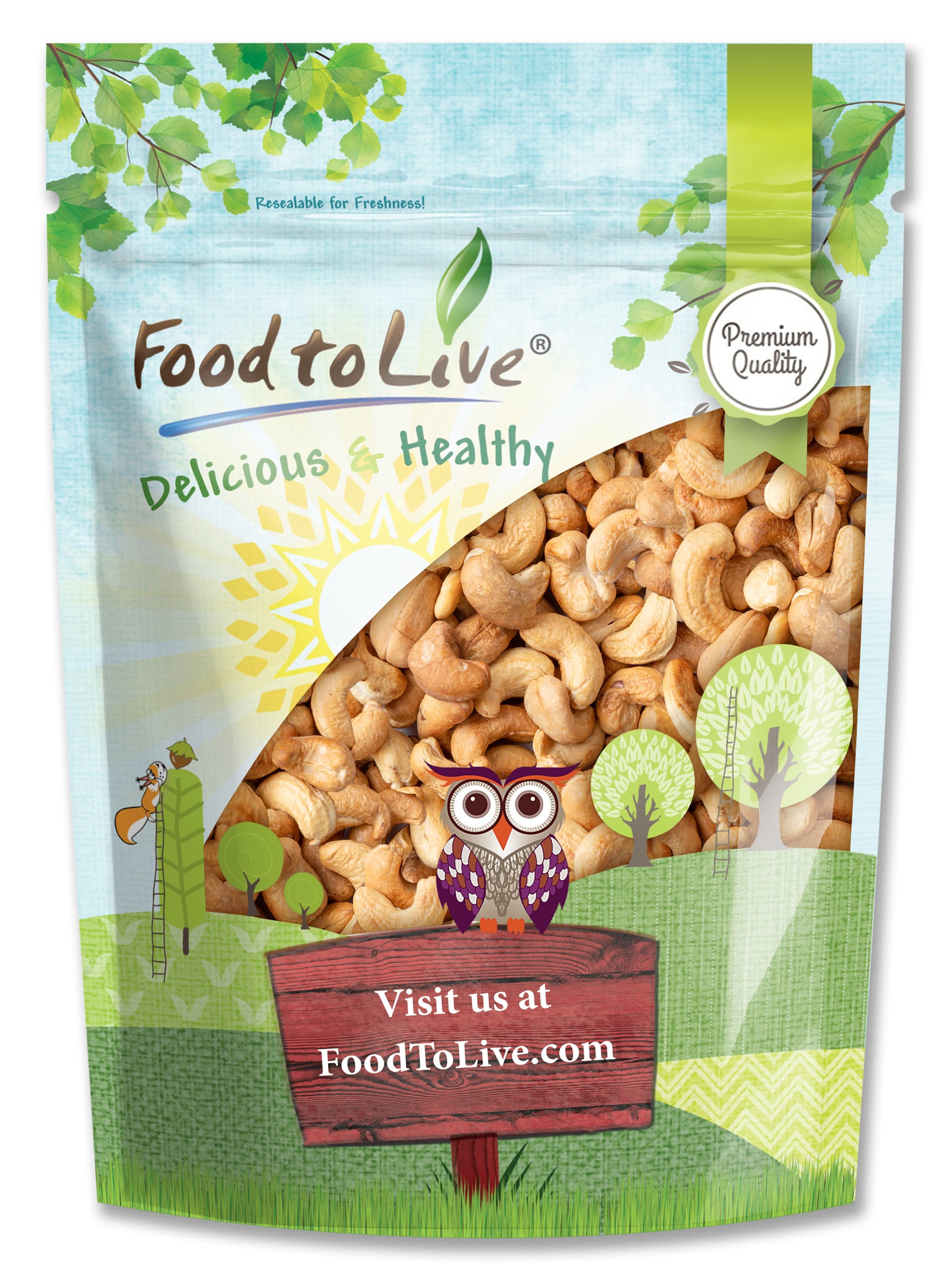 Dry Roasted Whole Cashews with Himalayan Salt - NonGMO, Kosher - by Food to Live - Picture 34 of 56
