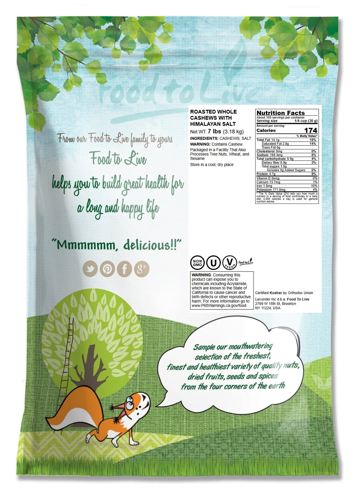 Dry Roasted Whole Cashews with Himalayan Salt - NonGMO, Kosher - by Food to Live - Picture 50 of 56