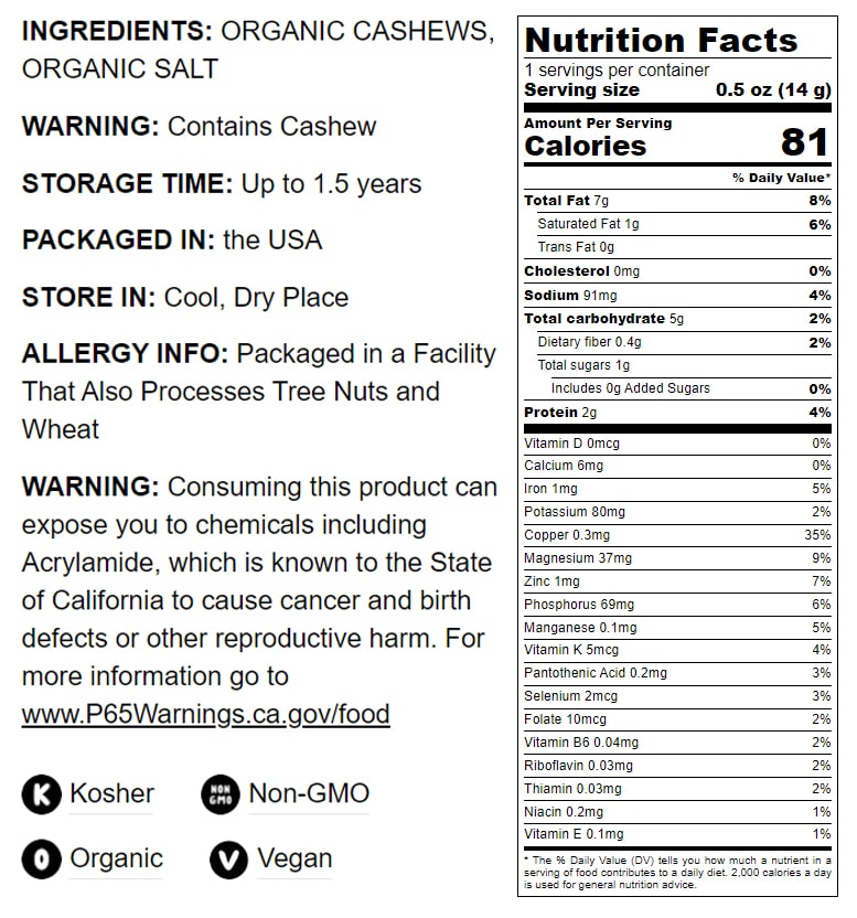 Organic Dry Roasted Cashews with Himalayan Salt - Non-GMO - by Food to Live - Picture 53 of 57