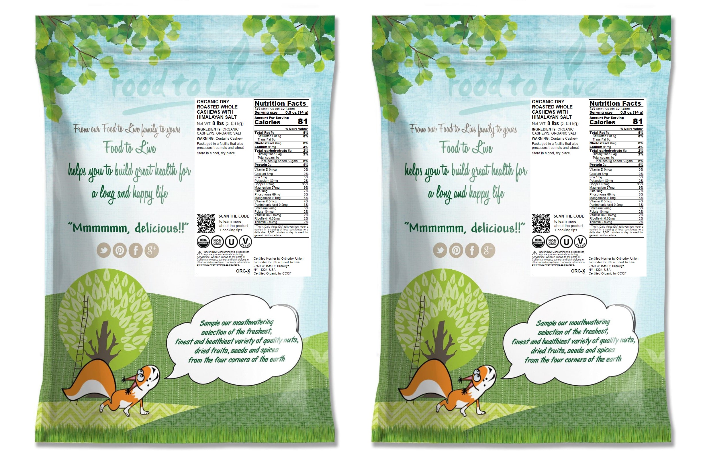 Organic Dry Roasted Cashews with Himalayan Salt - Non-GMO - by Food to Live - Picture 51 of 57