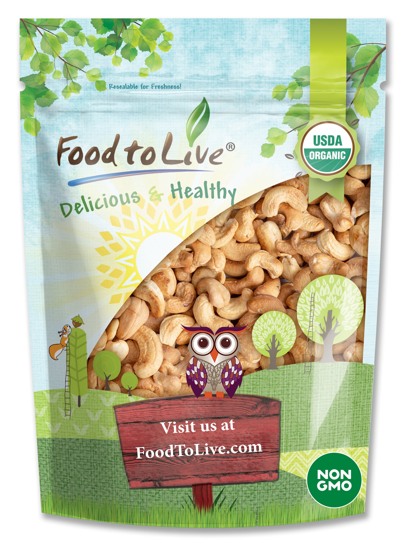Organic Dry Roasted Cashews with Himalayan Salt - Non-GMO - by Food to Live - Picture 34 of 57