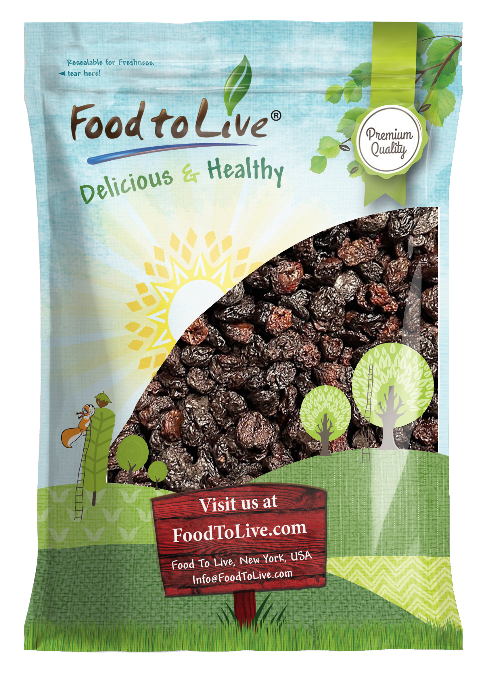 Dried Unsweetened Bing Cherries – Raw, Kosher, Vegan, Bulk – by Food to Live