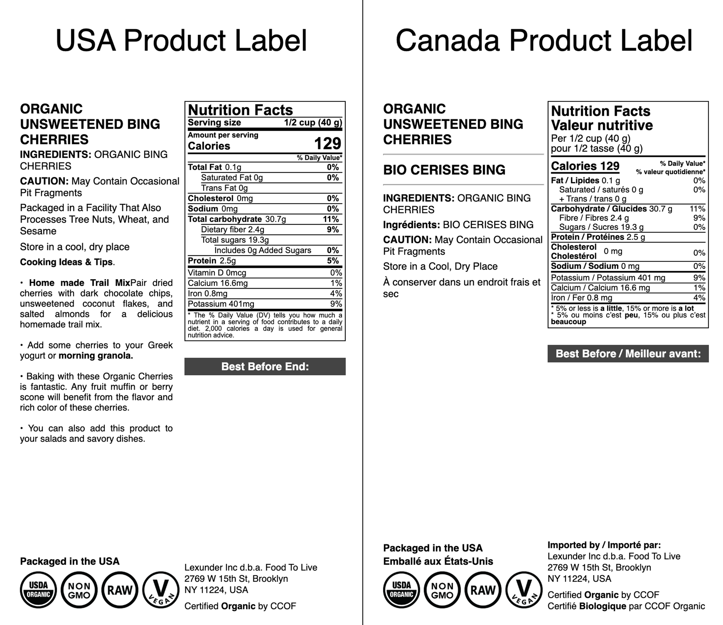 Organic Unsweetened Bing Cherries - Non-GMO, Raw, Vegan -by Food To Live - Picture 17 of 36