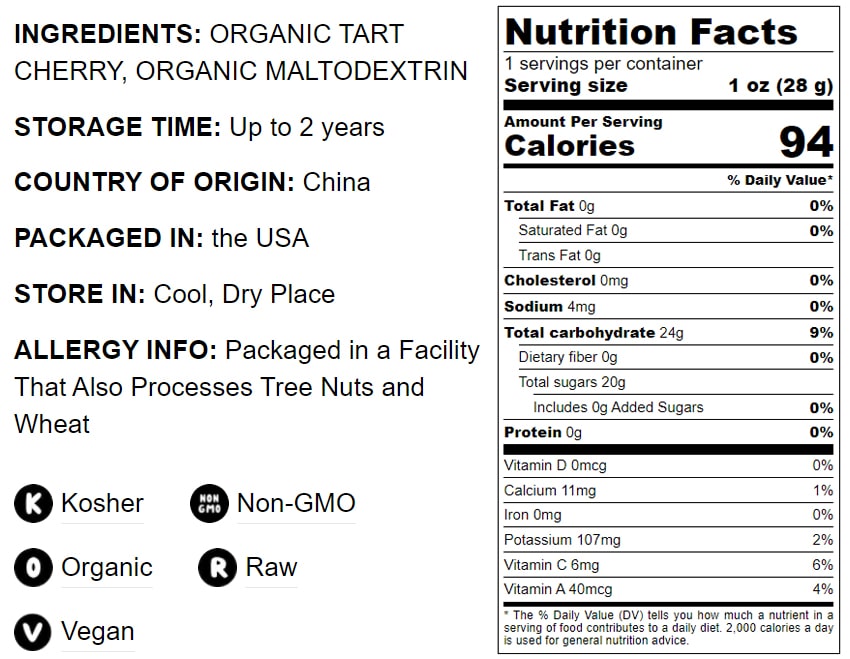 Organic Tart Cherry Powder — Non-GMO, Raw, Kosher, Vegan Superfood, Bulk - Picture 23 of 63