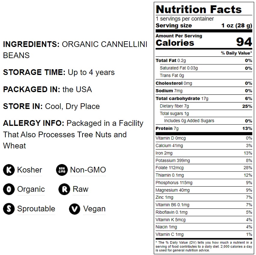 Organic Cannellini Beans - Non-GMO, Kosher, Raw, Vegan - by Food To Live - Picture 18 of 49