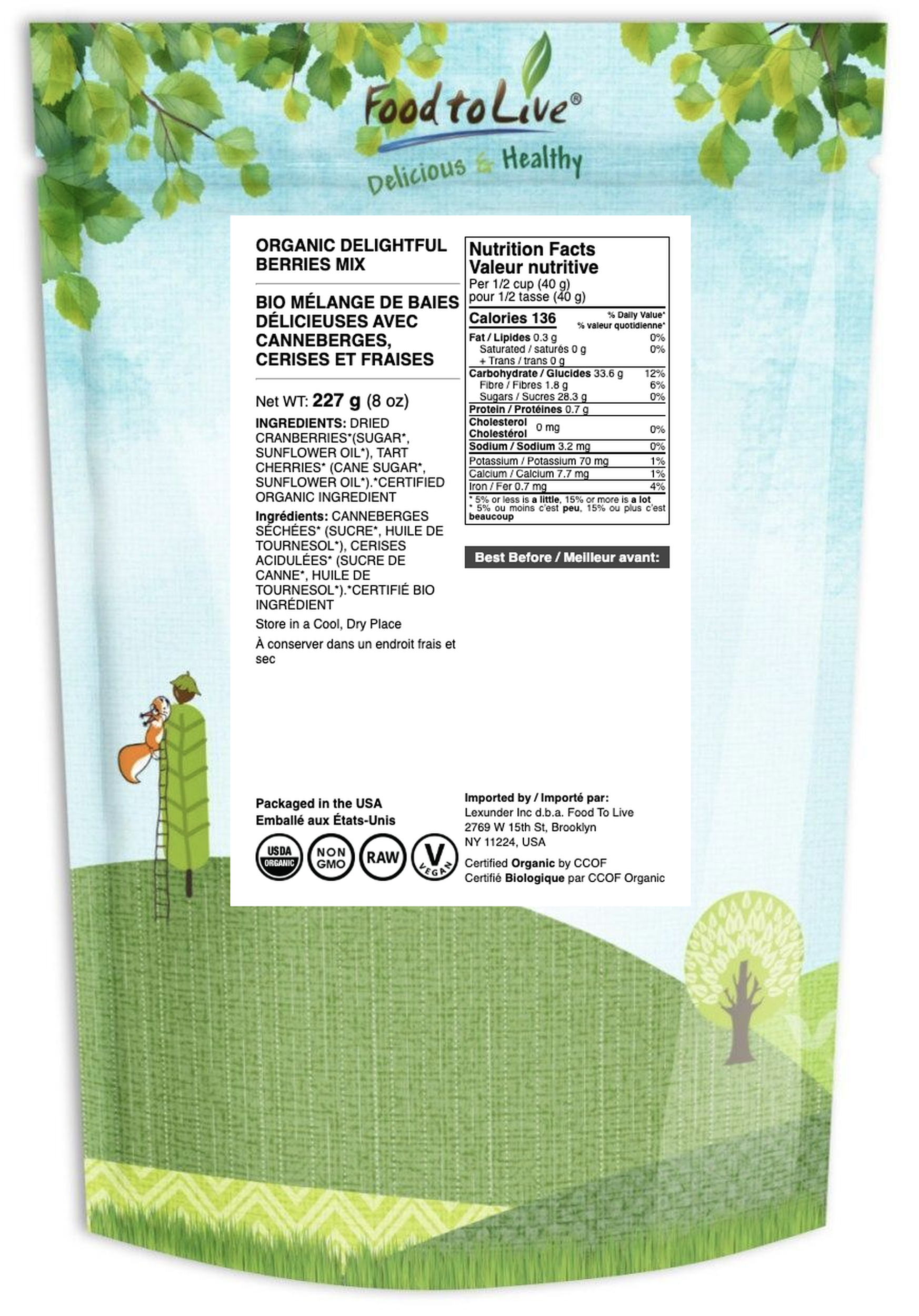 Organic Delightful Berries Mix – Non-GMO Cherries & Cranberries.