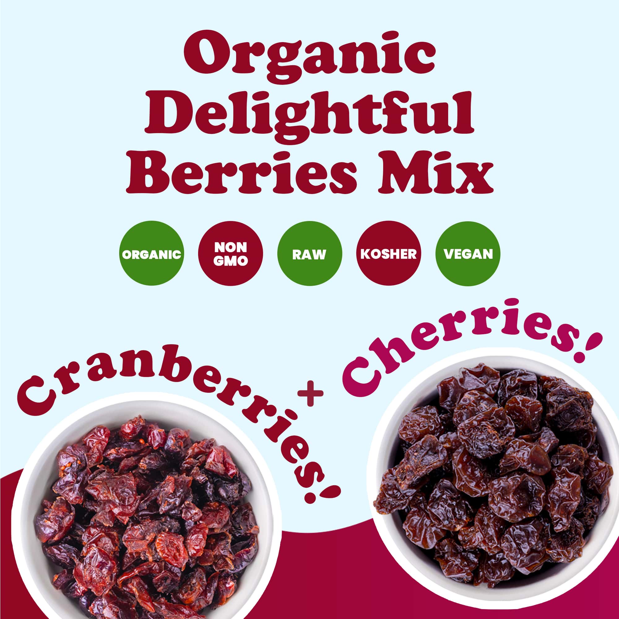 Organic Delightful Berries Mix – Non-GMO Cherries & Cranberries.