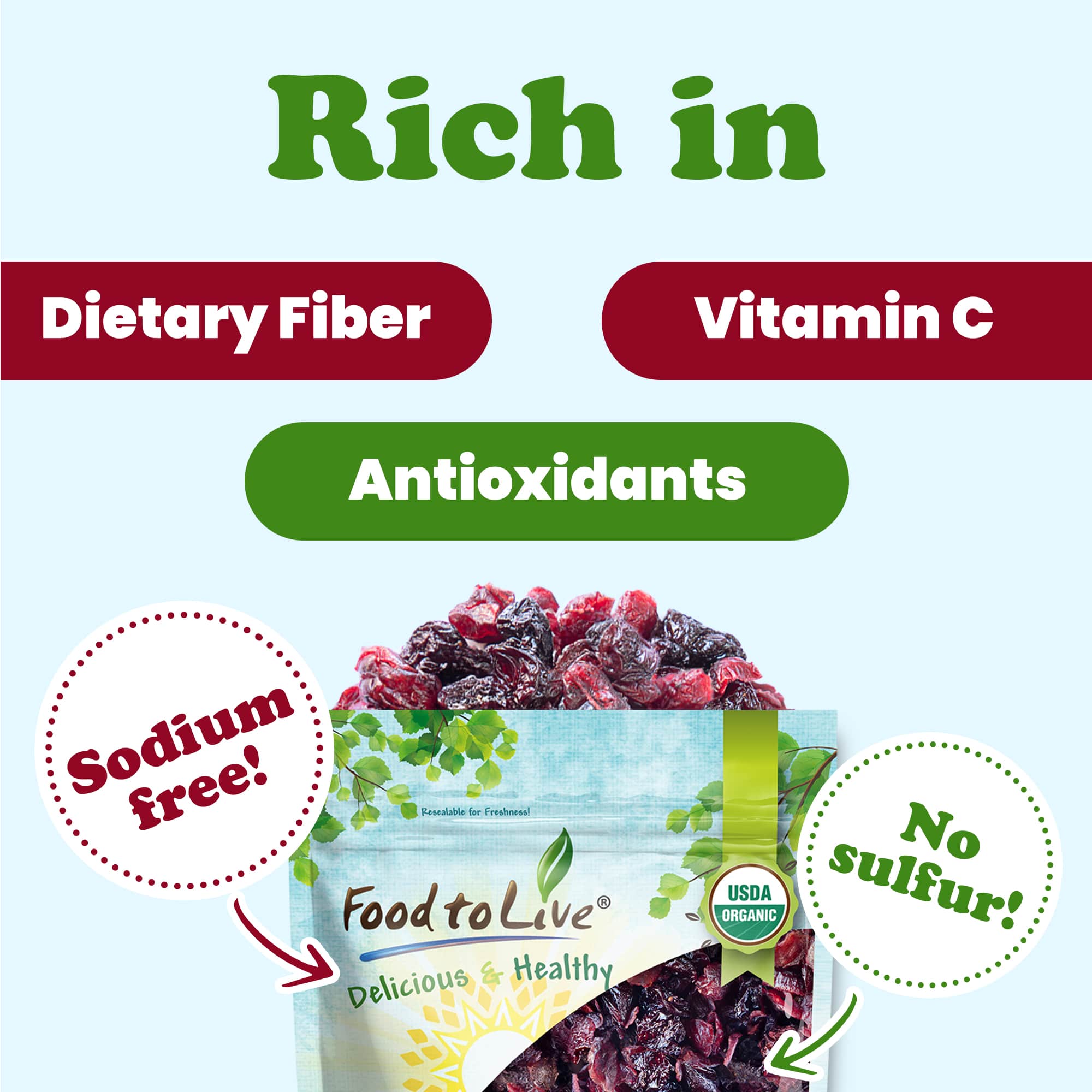 Organic Delightful Berries Mix – Non-GMO Cherries & Cranberries.