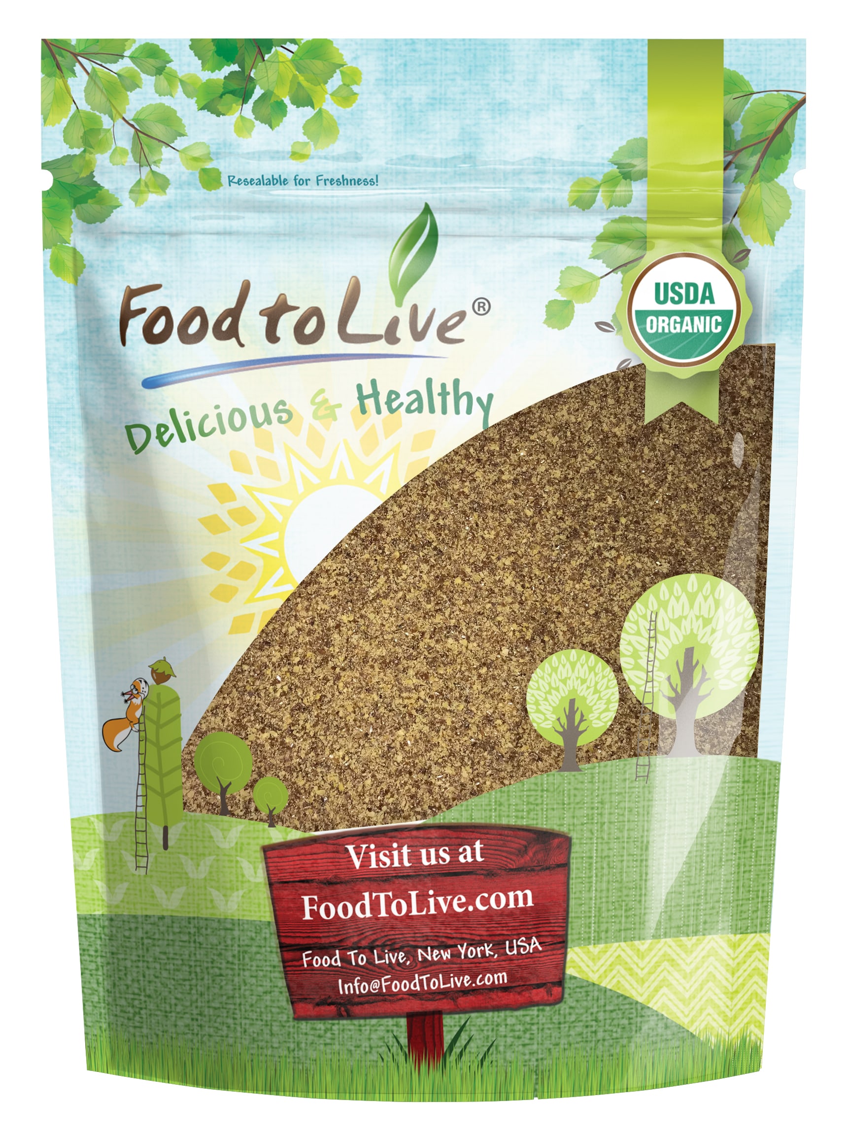 Organic Brown Flaxseed Meal— NonGMO, Kosher, Pure Powder, Vegan