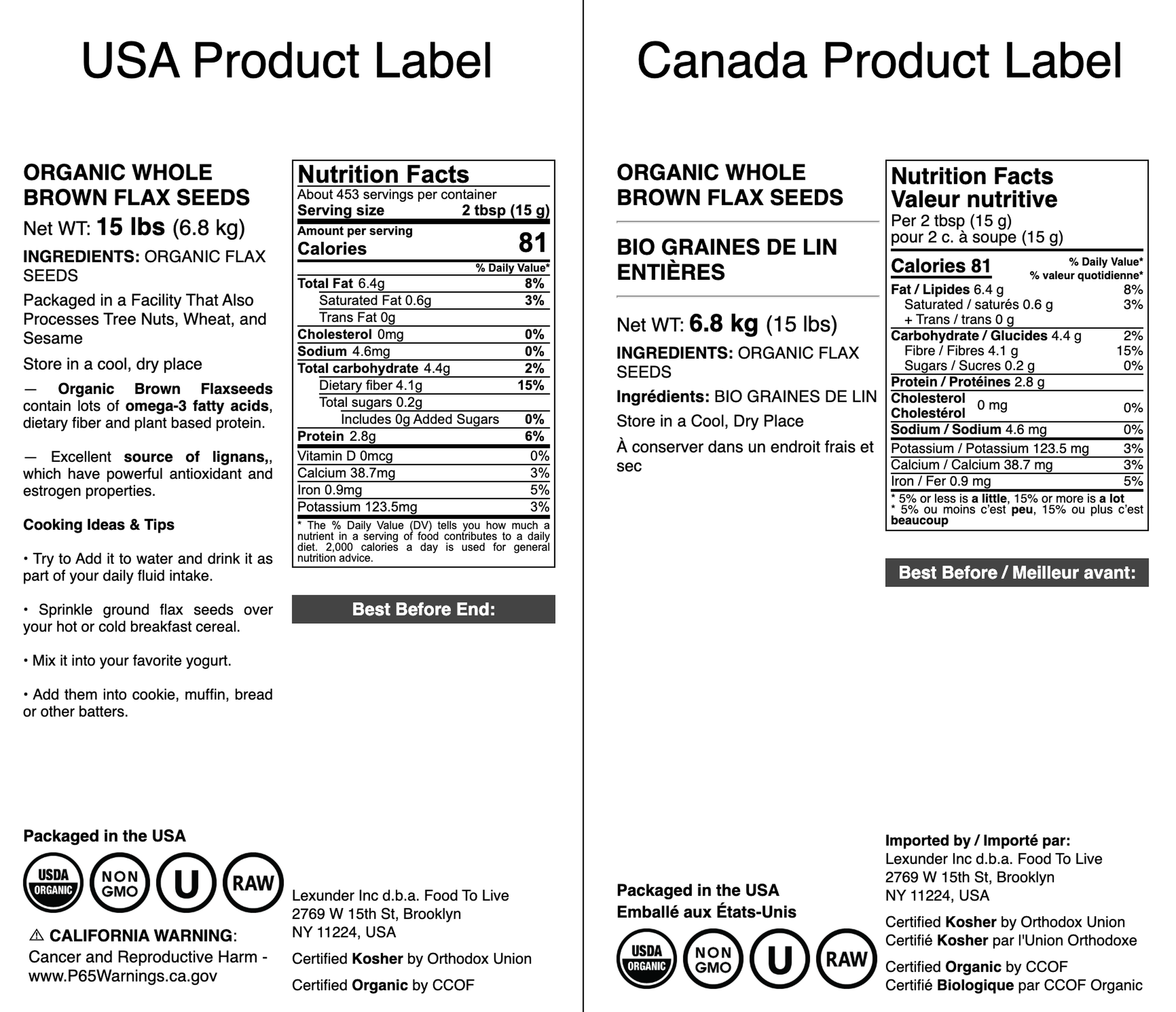 Organic Brown Flax Seeds — Whole, Non-GMO, Kosher, Raw, Dried, Bulk - Picture 46 of 70