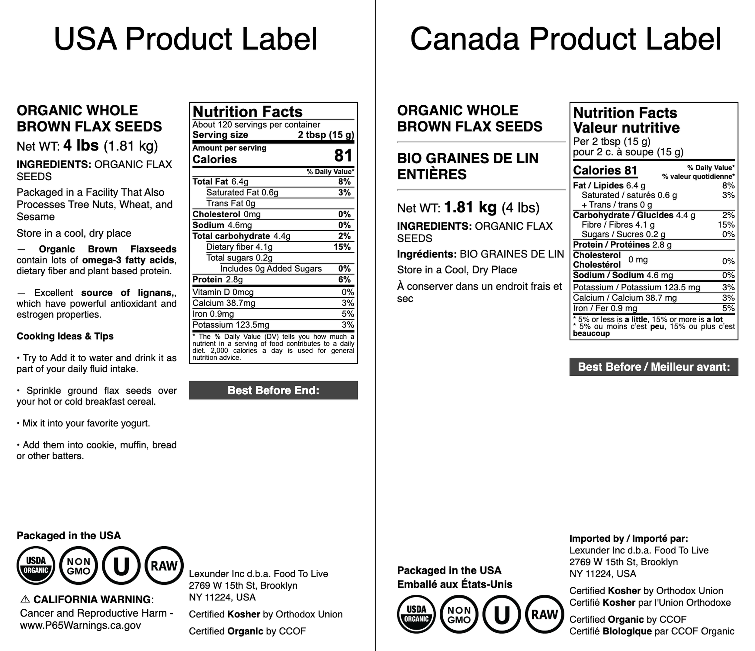 Organic Brown Flax Seeds — Whole, Non-GMO, Kosher, Raw, Dried, Bulk - Picture 67 of 70