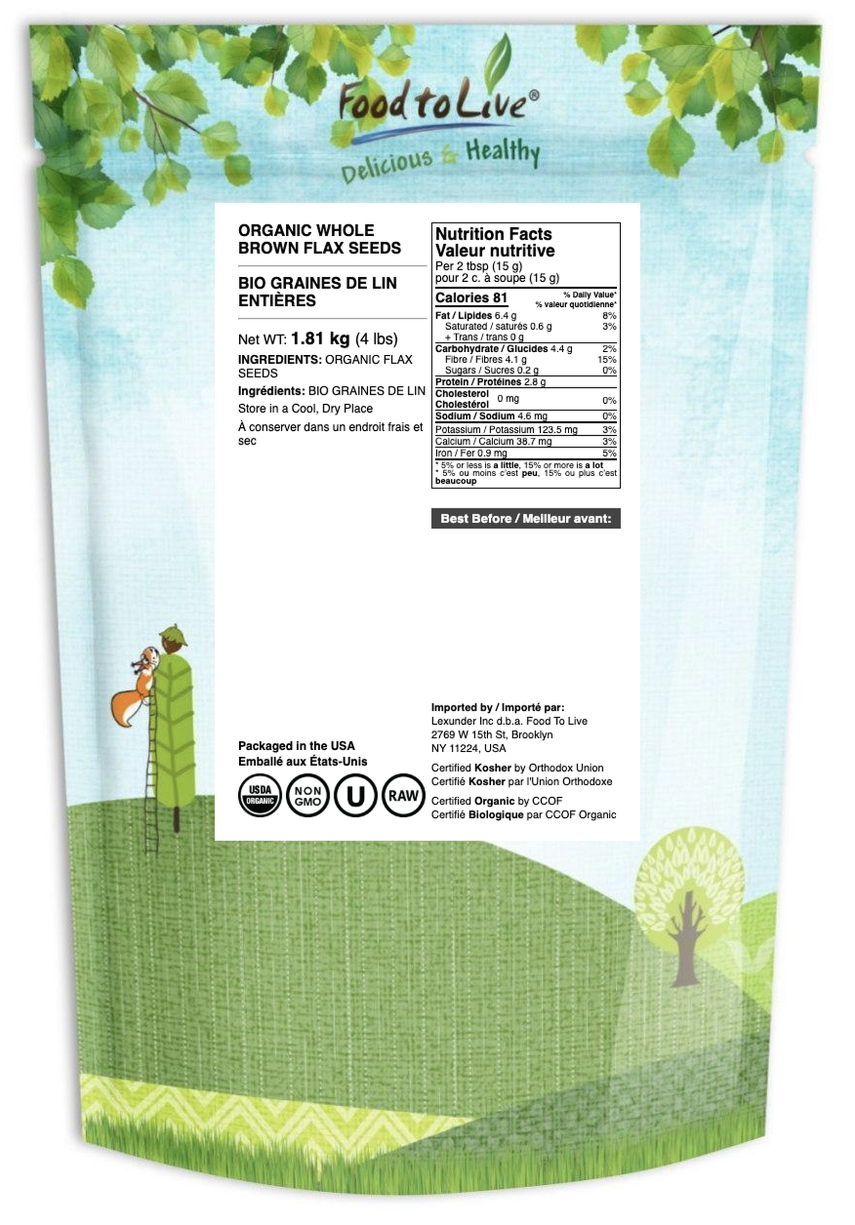Organic Brown Flax Seeds — Whole, Non-GMO, Kosher, Raw, Dried, Bulk - Picture 65 of 70