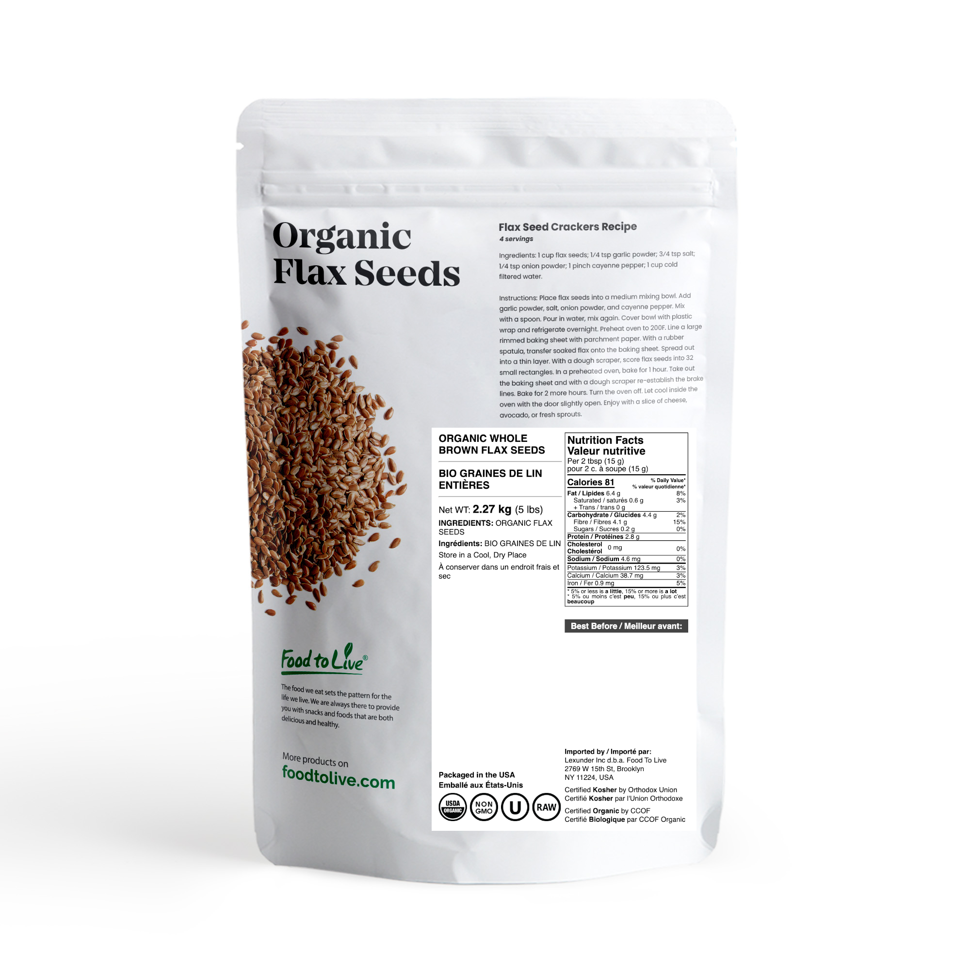 Organic Brown Flax Seeds — Whole, Non-GMO, Kosher, Raw, Dried, Bulk - Picture 30 of 70