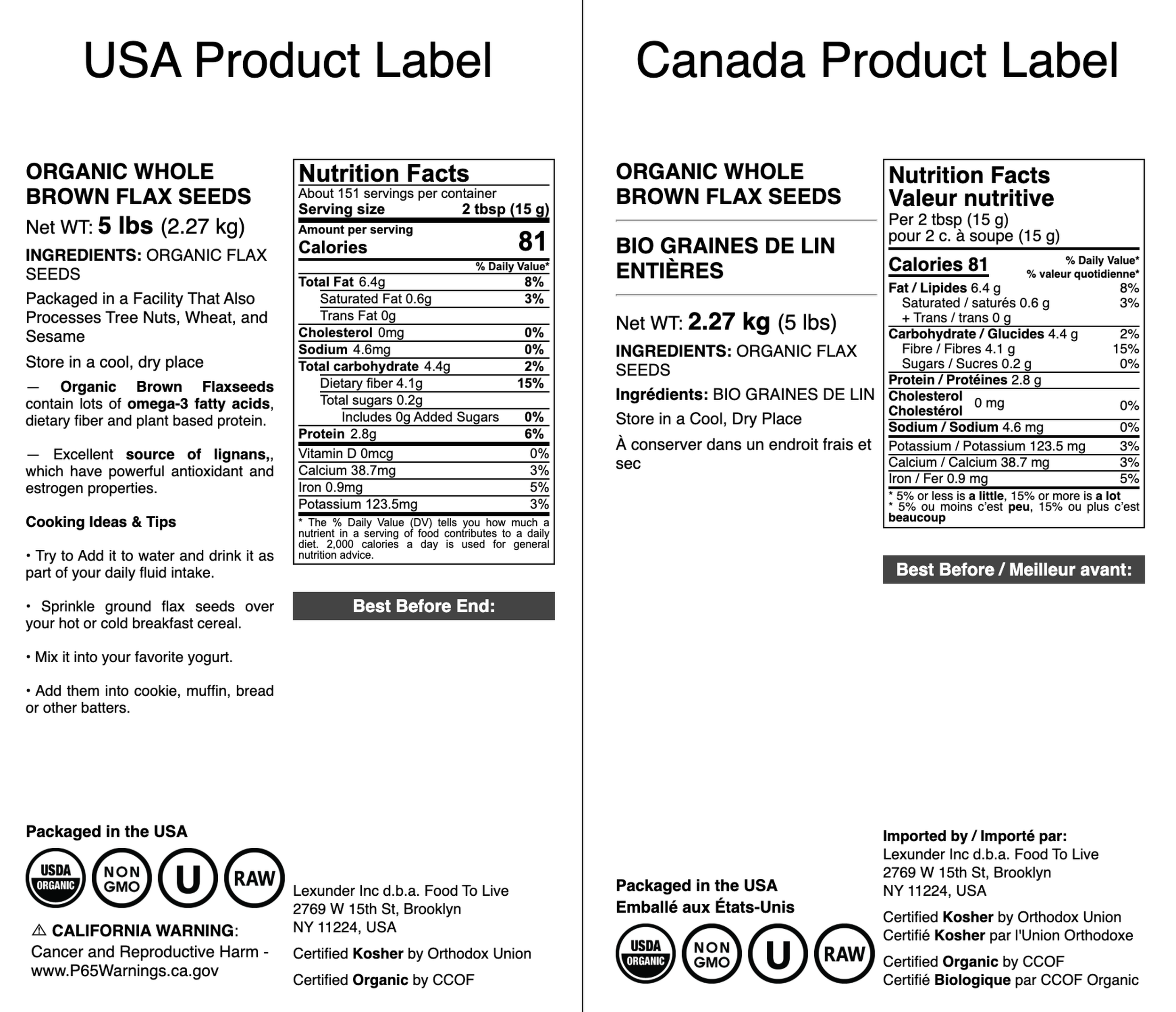 Organic Brown Flax Seeds — Whole, Non-GMO, Kosher, Raw, Dried, Bulk - Picture 32 of 70