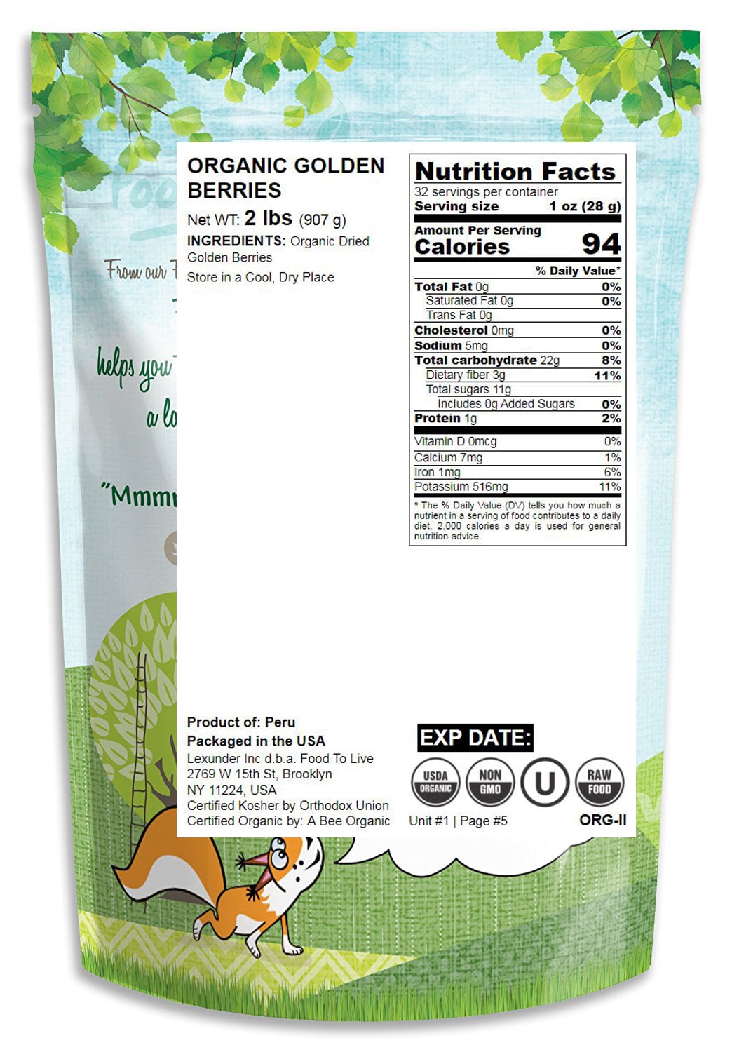 Organic Dried Golden Berries by Food To Live ® (NonGMO, Kosher, Bulk