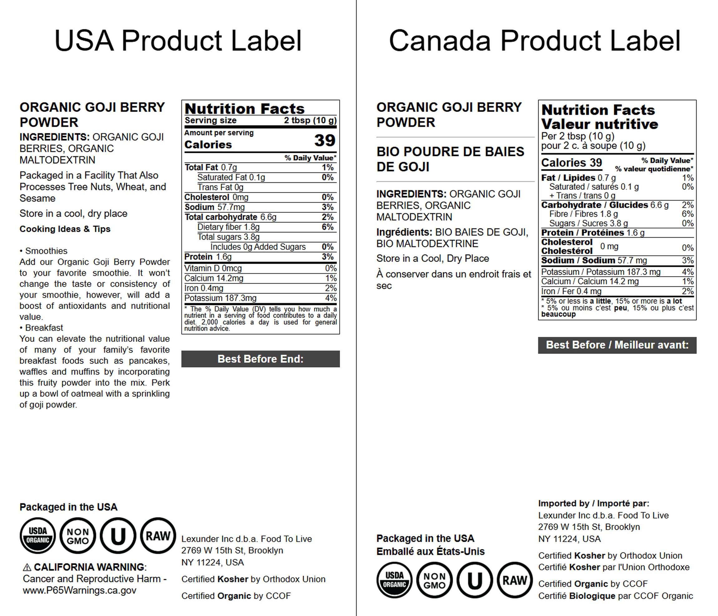 Organic Goji Berry Juice Powder - Non-GMO, Kosher, Raw, Vegan - by Food ...