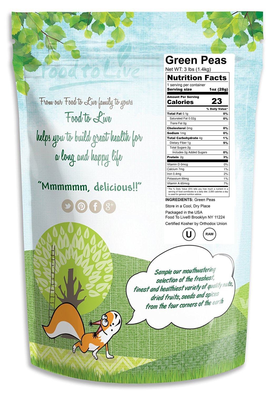 GREEN PEAS, 150 lbs — Raw, Whole, Kosher, Sproutable Grade by Food