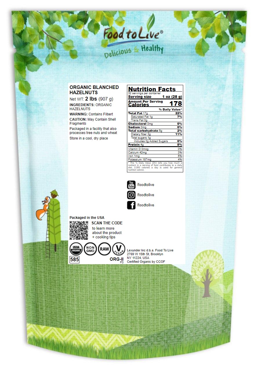 Organic Blanched Hazelnuts – Non-GMO, Unsalted, Unroasted, Vegan, Kosher - Picture 26 of 40