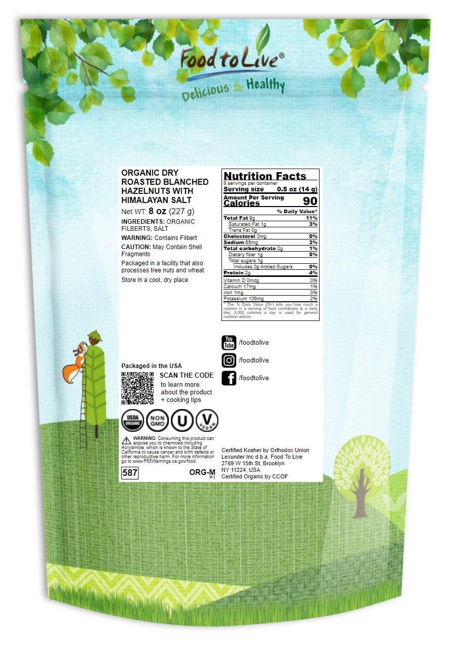 Organic Dry Roasted Blanched Hazelnuts with Himalayan Salt – Non-GMO, Vegan - Picture 43 of 49