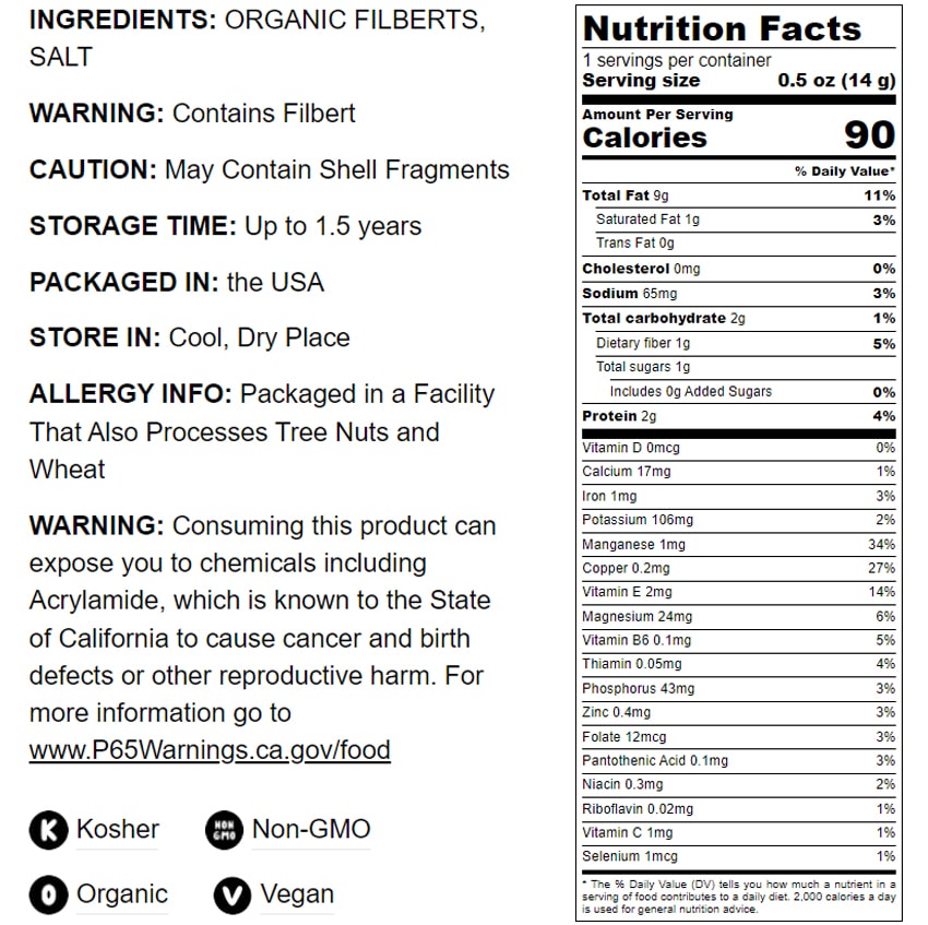 Organic Dry Roasted Blanched Hazelnuts with Himalayan Salt – Non-GMO, Vegan - Picture 29 of 49