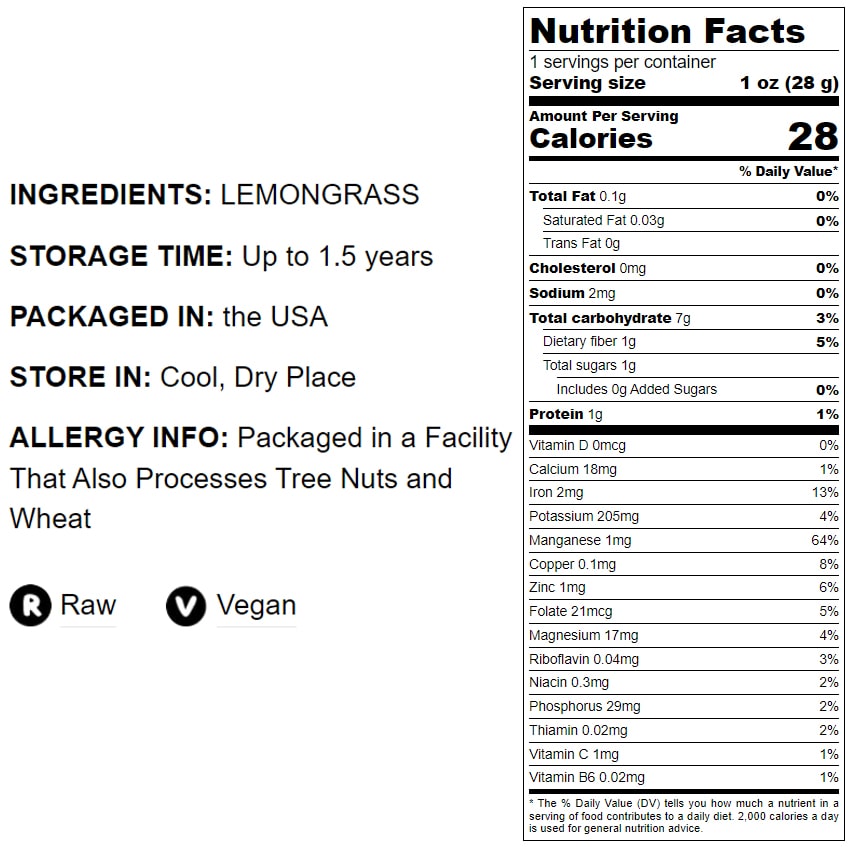 Dried Lemongrass Leaves – Cut Lemon Grass Herb, Vegan, Bulk. Rich in Vitamin C - Picture 20 of 56